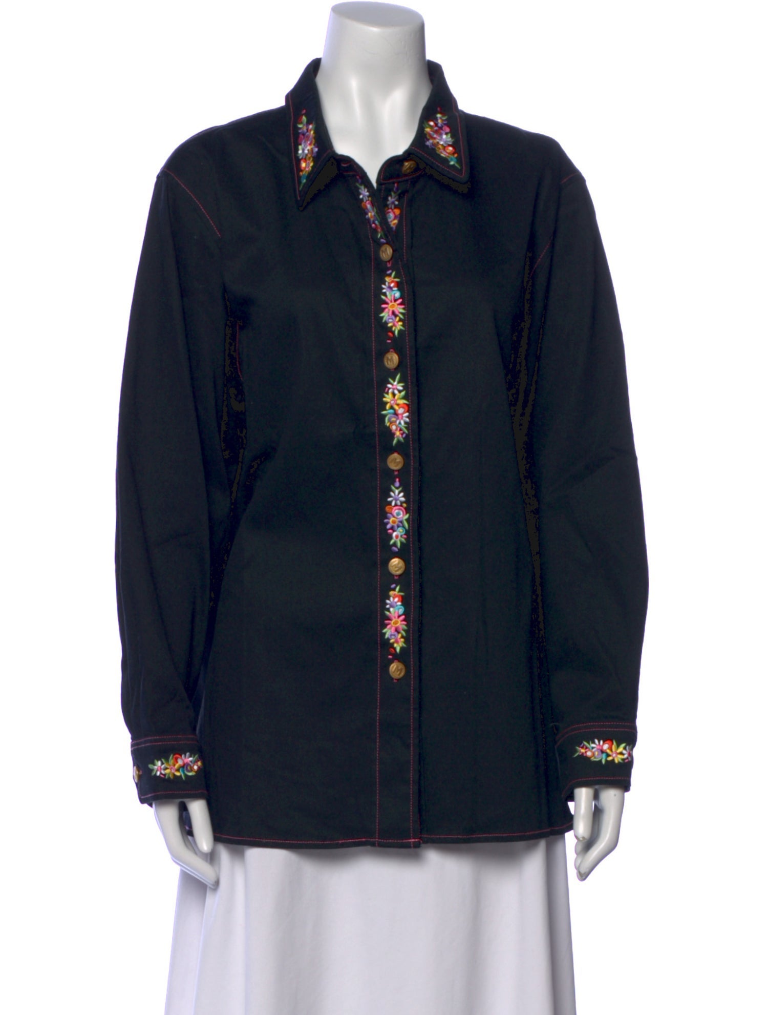 Bob Mackie Long Sleeve Button-Up Top