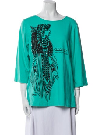 Bob Mackie Graphic Print Scoop Neck T-Shirt