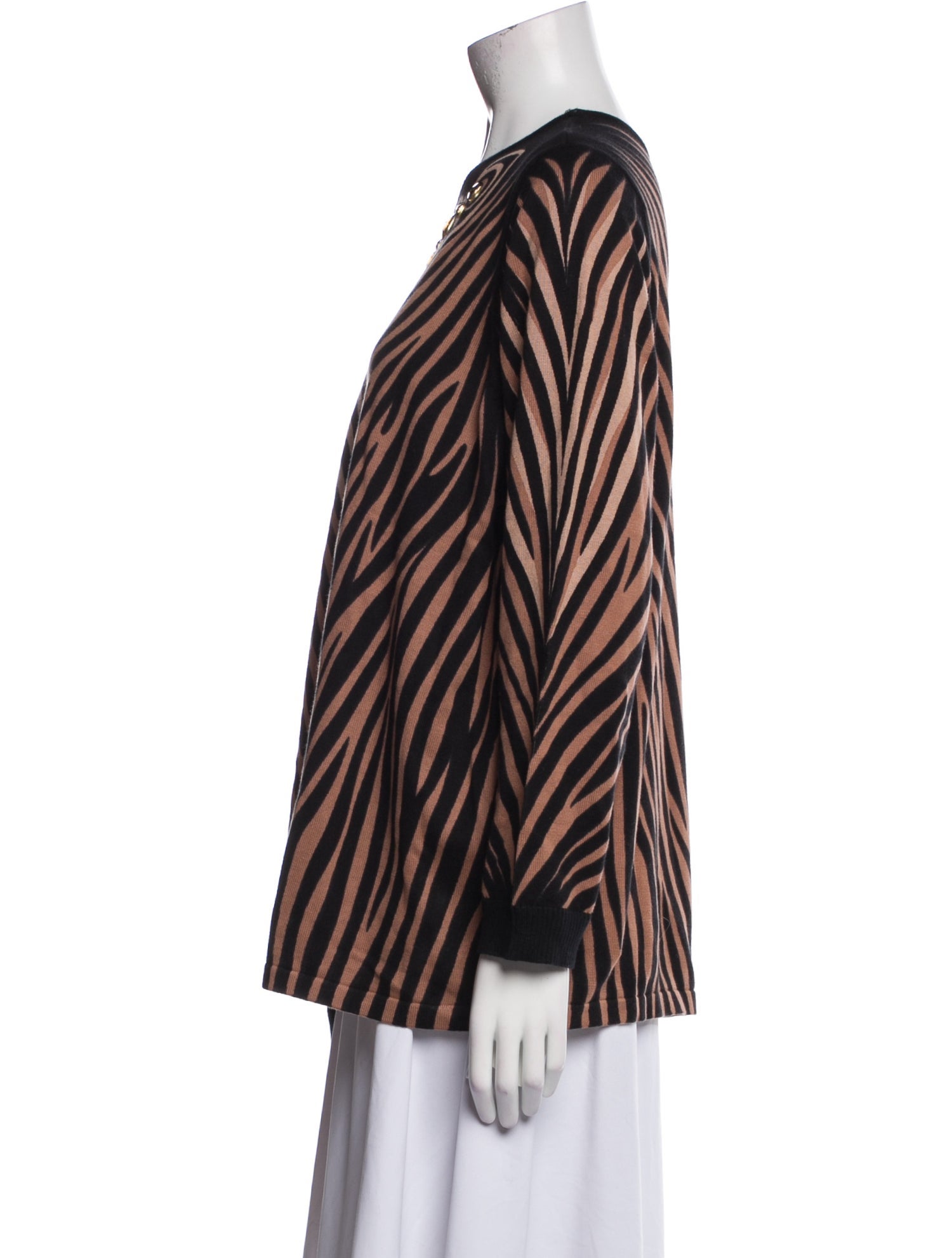 Bob Mackie Animal Print Bateau Neckline Blouse