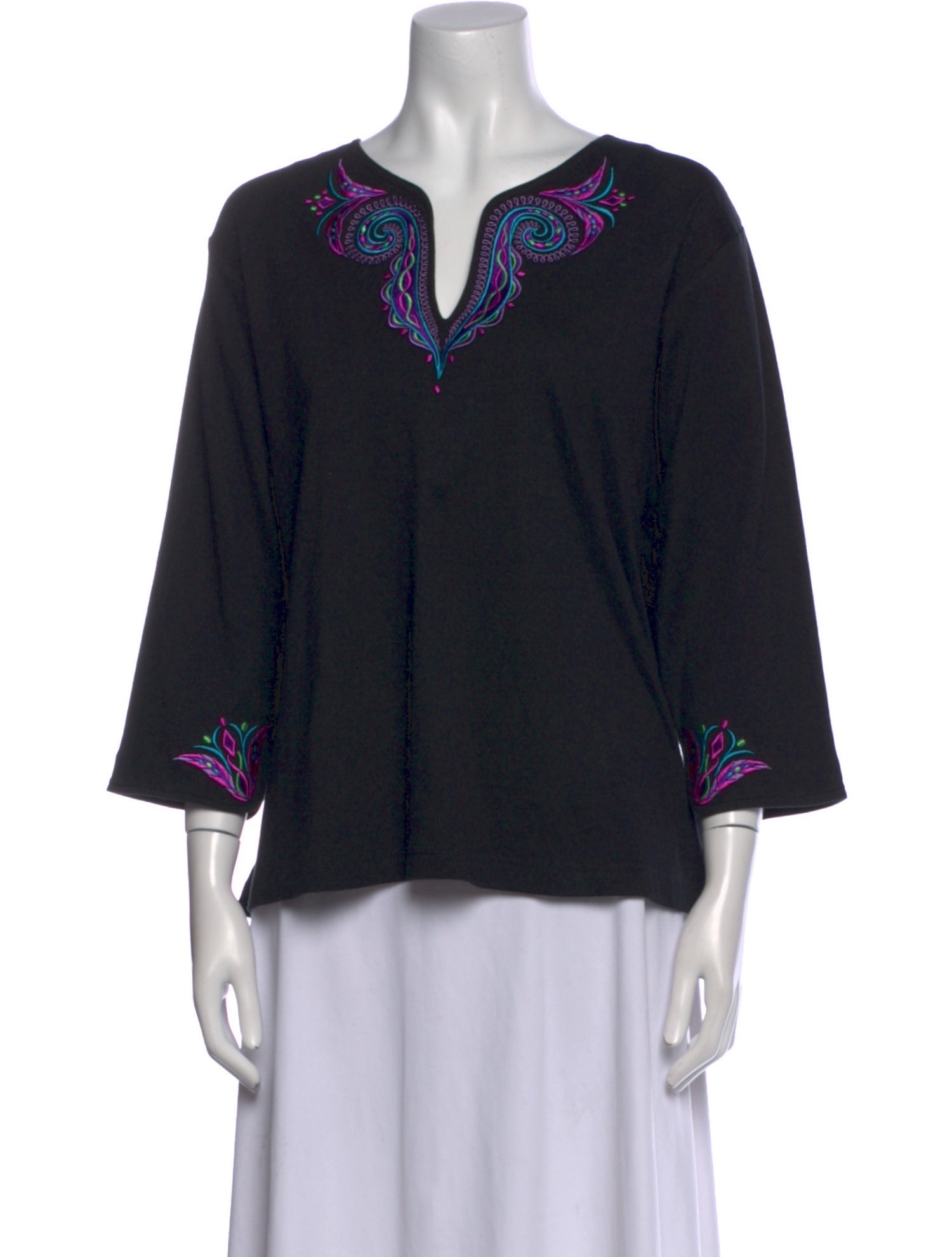 Bob Mackie Printed V-Neck Blouse