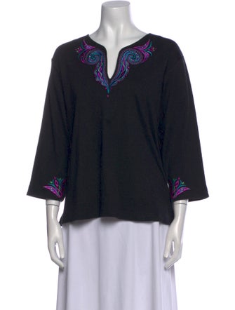 Bob Mackie Printed V-Neck Blouse