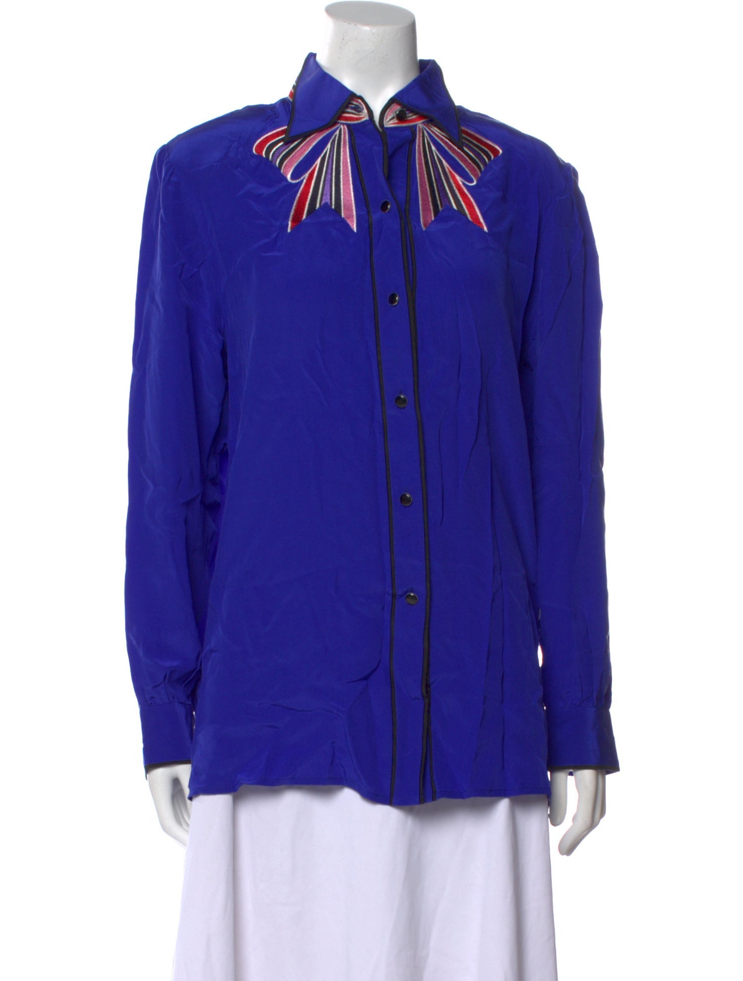 Bob Mackie Silk Long Sleeve Button-Up Top