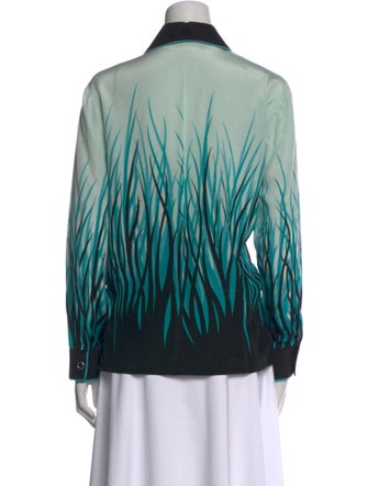 Bob Mackie Silk Striped Button-Up Top