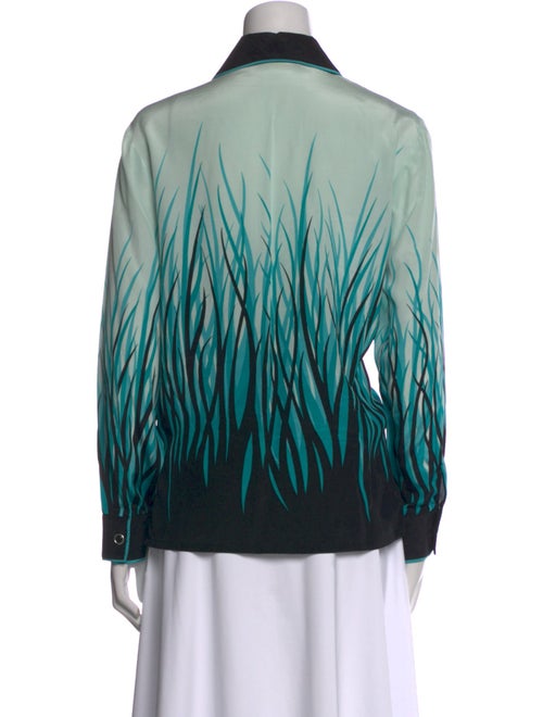 Bob Mackie Silk Striped Button-Up Top