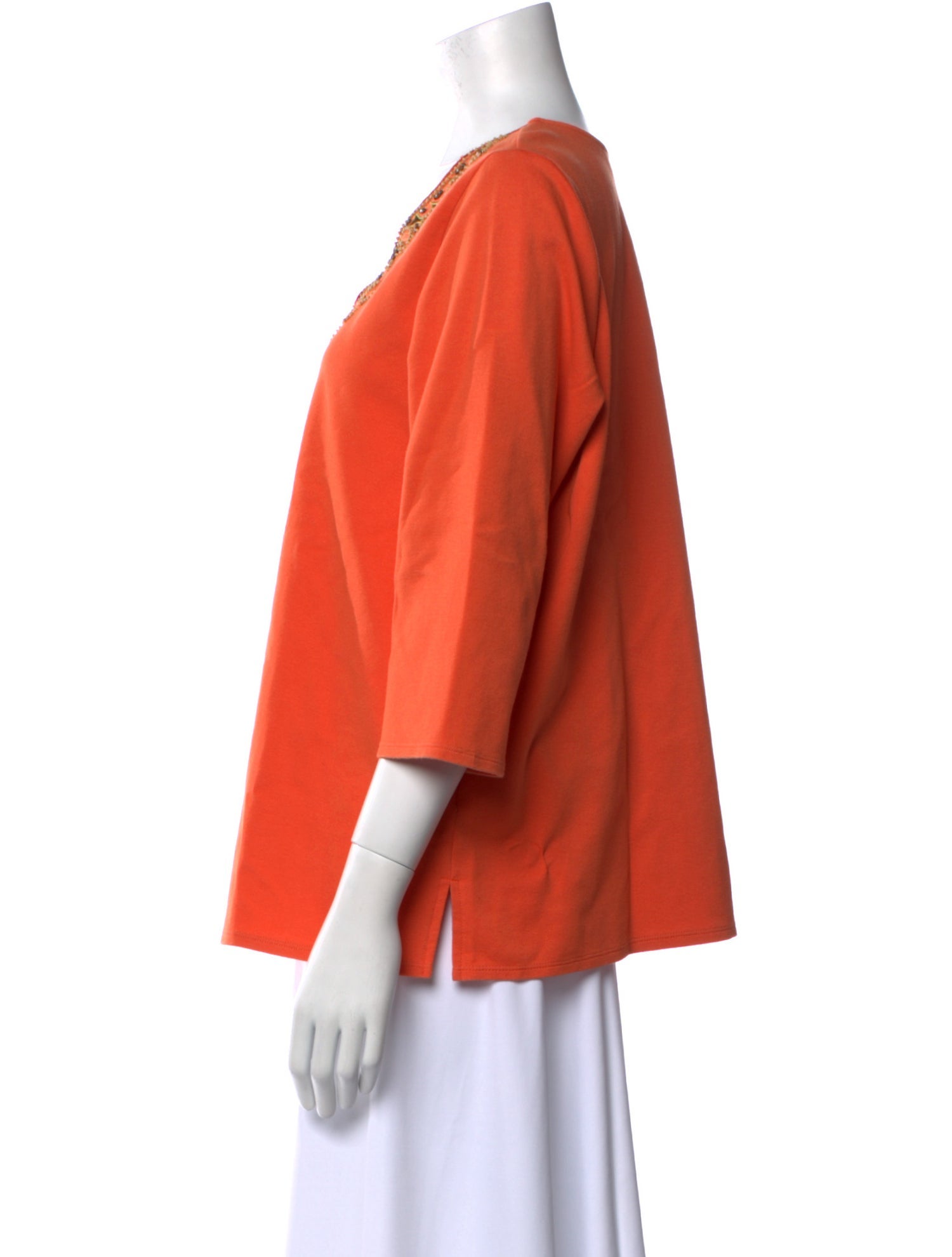 Bob Mackie V-Neck Three-Quarter Sleeve Blouse