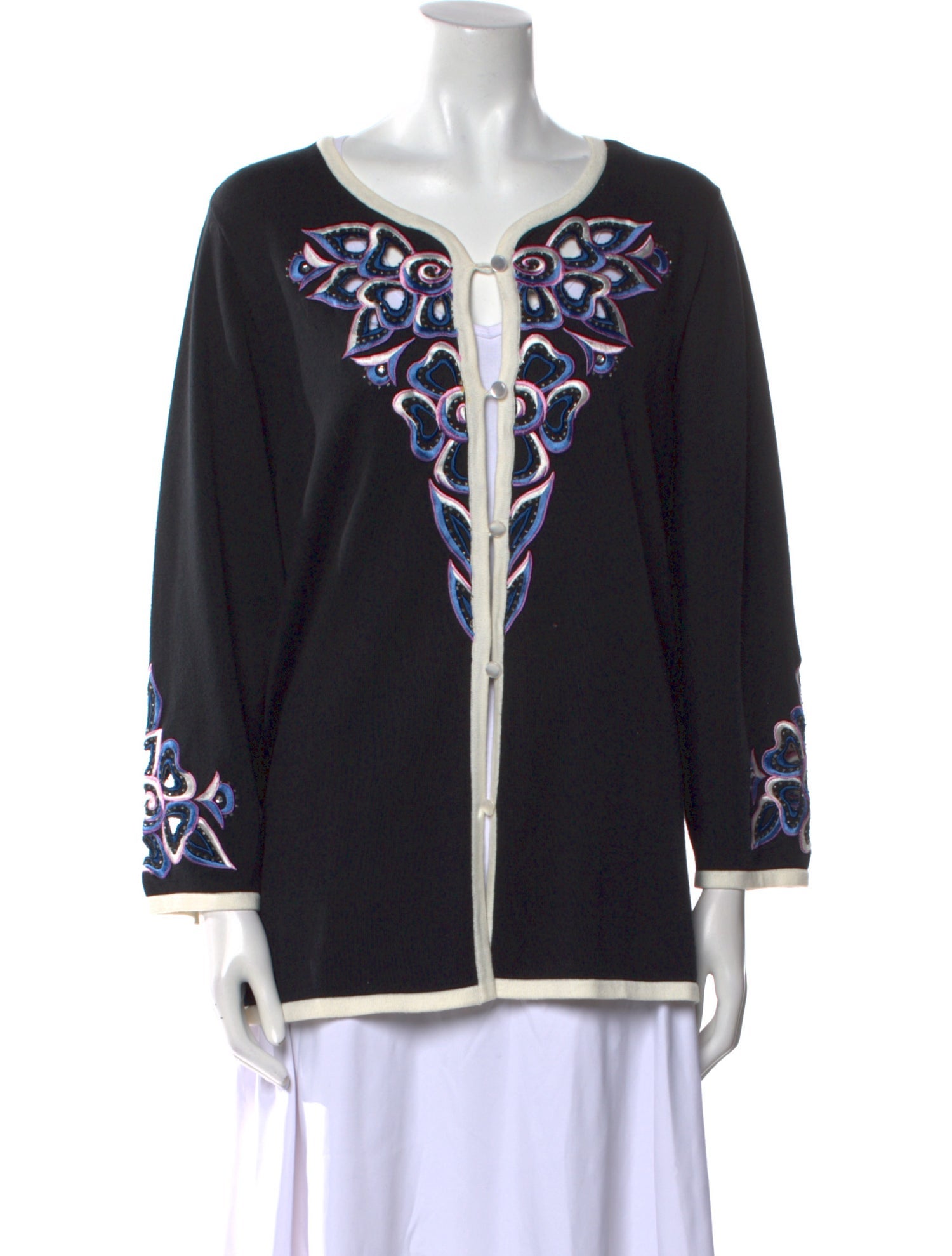 Bob Mackie Graphic Print Scoop Neck Sweater