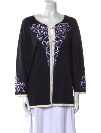 Bob Mackie Graphic Print Scoop Neck Sweater