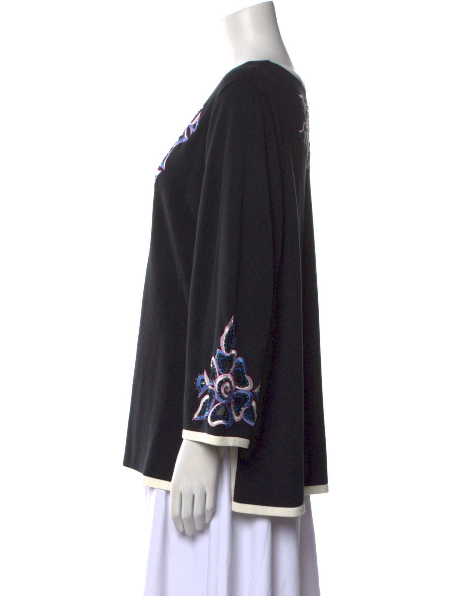 Bob Mackie Graphic Print Scoop Neck Sweater