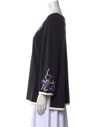 Bob Mackie Graphic Print Scoop Neck Sweater