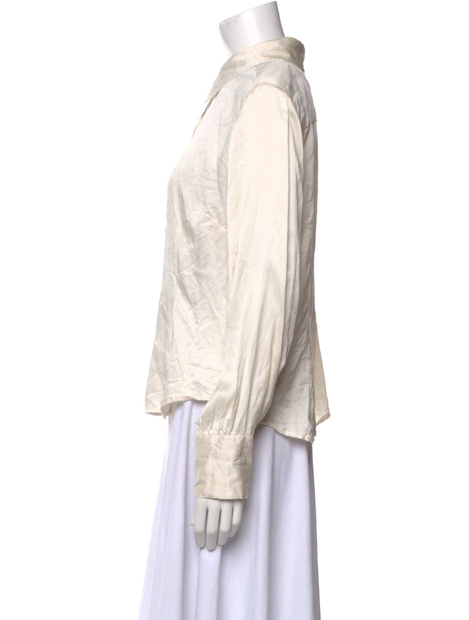 Bob Mackie Silk Long Sleeve Button-Up Top