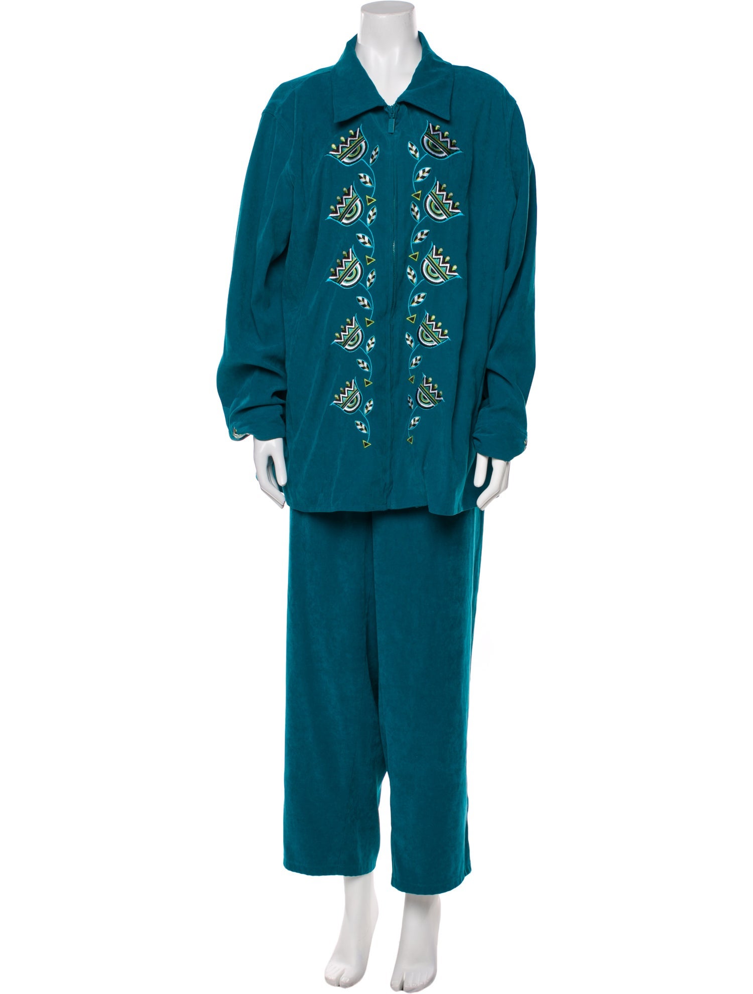 Bob Mackie Printed Embroidered Accent Tracksuit