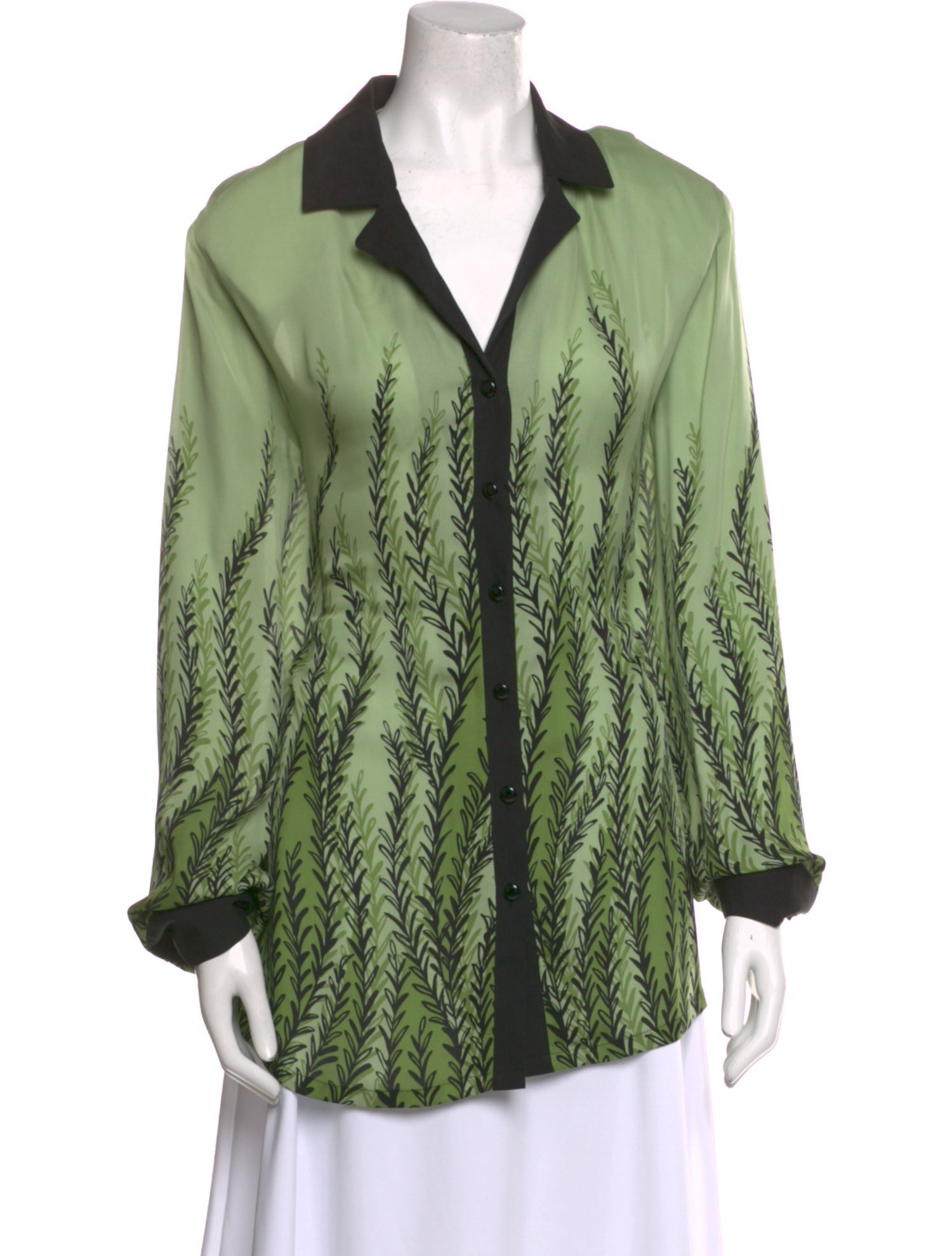 Bob Mackie Silk Printed Button-Up Top