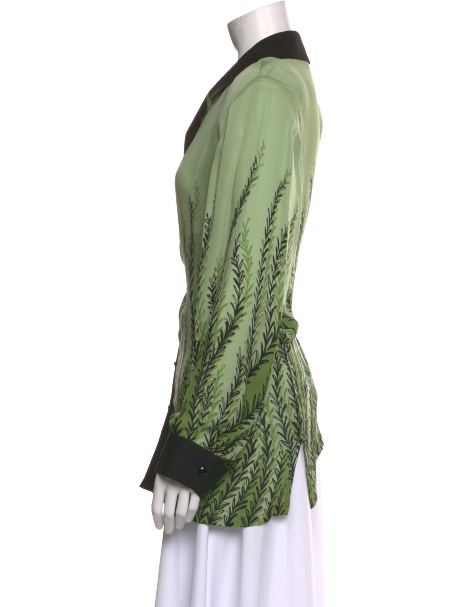 Bob Mackie Silk Printed Button-Up Top