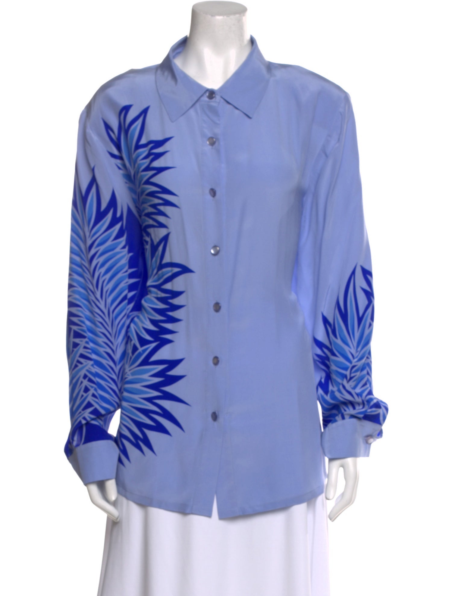 Bob Mackie Silk Long Sleeve Button-Up Top