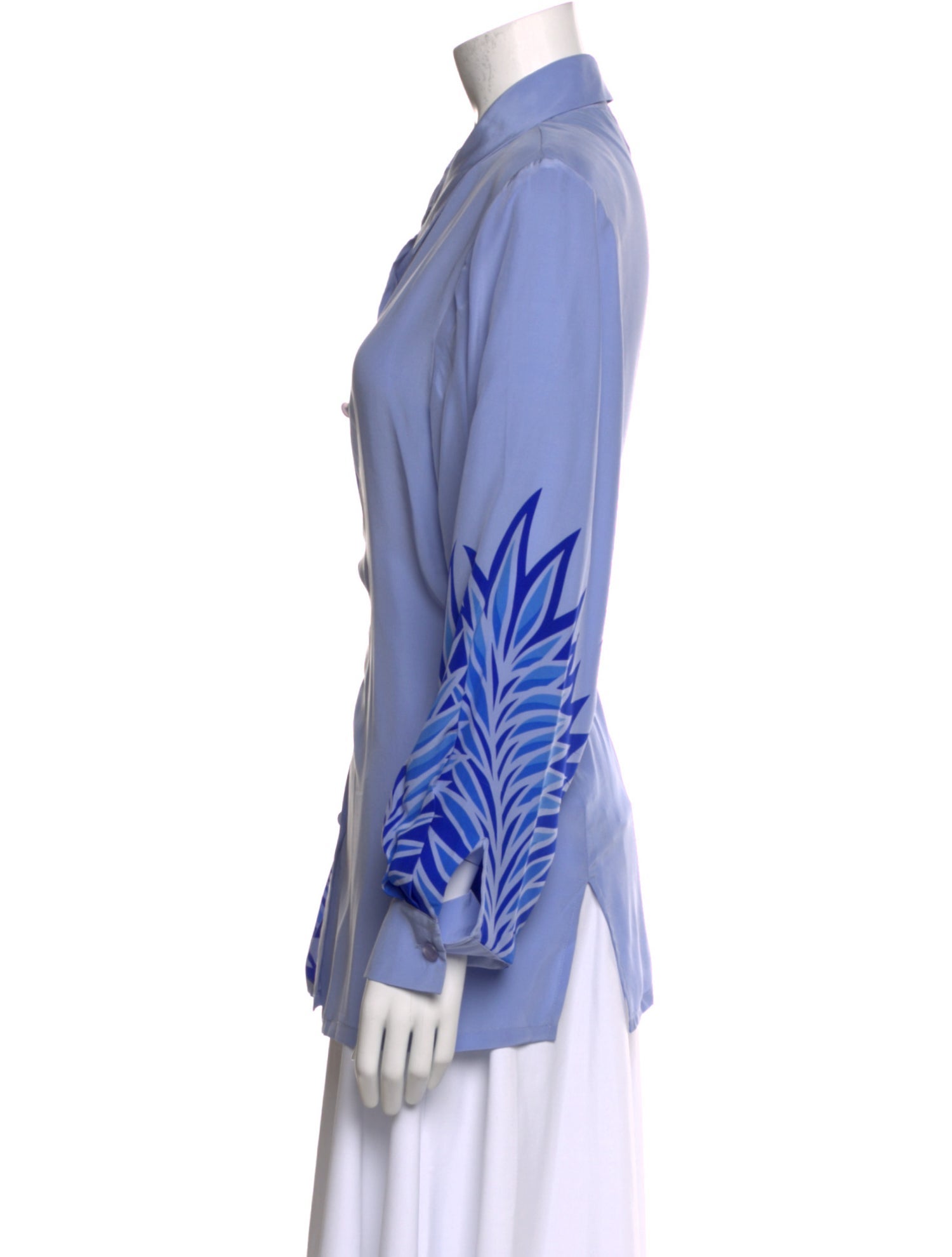 Bob Mackie Silk Long Sleeve Button-Up Top
