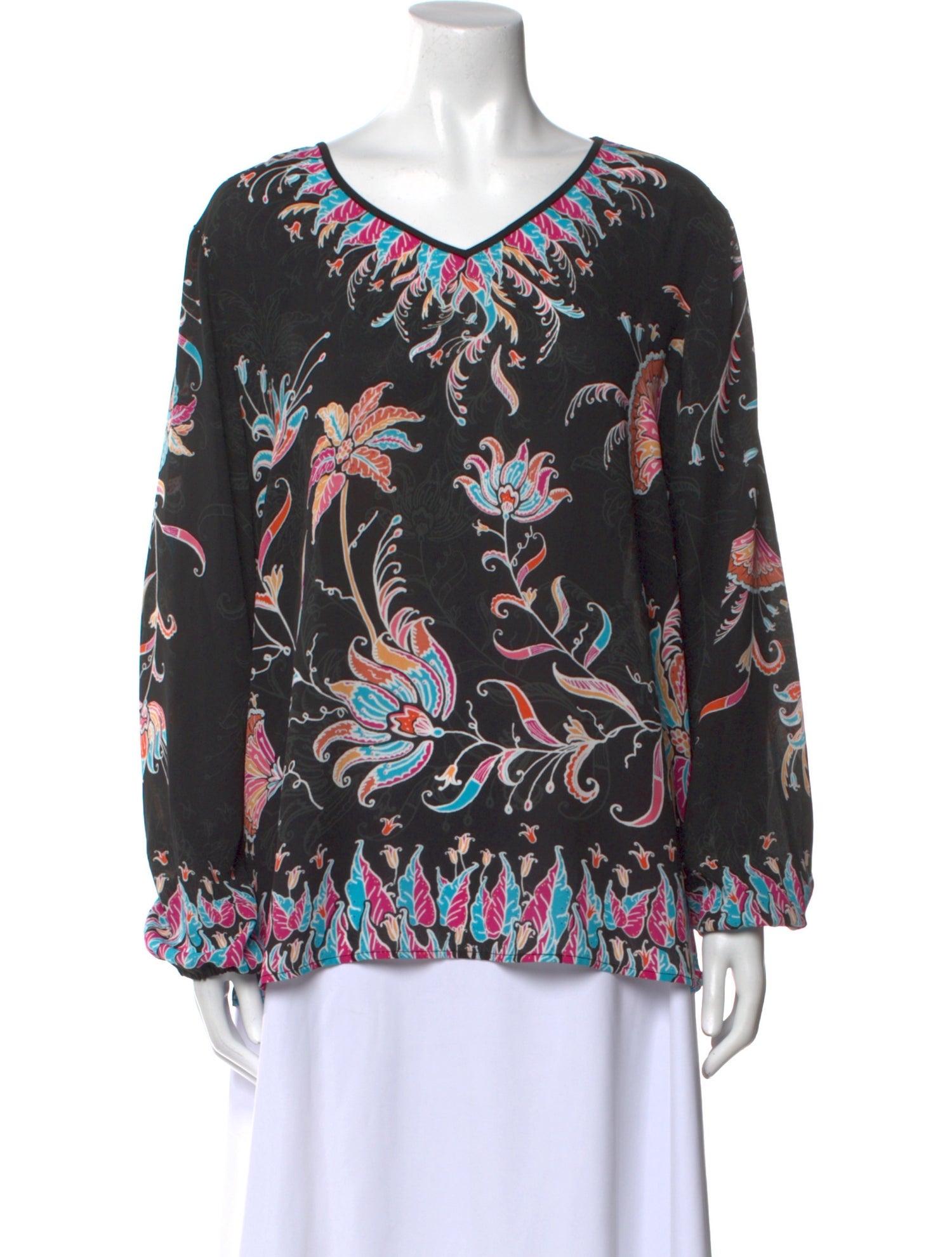 Bob Mackie Printed V-Neck Blouse