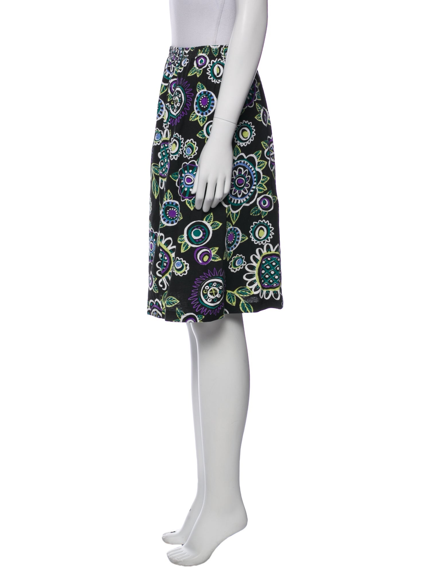 Bob Mackie Floral Print Knee-Length Skirt