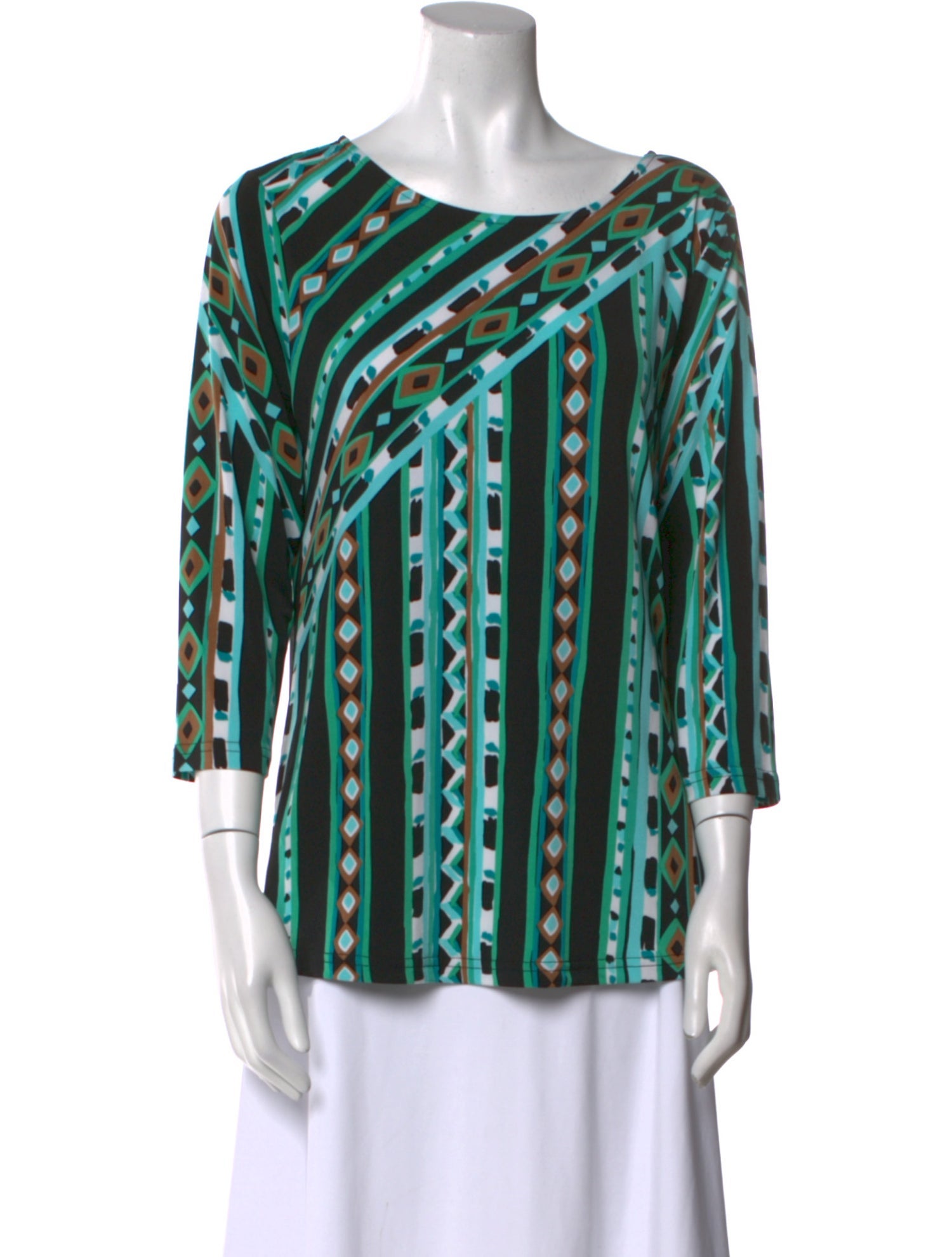 Bob Mackie Printed Scoop Neck Blouse