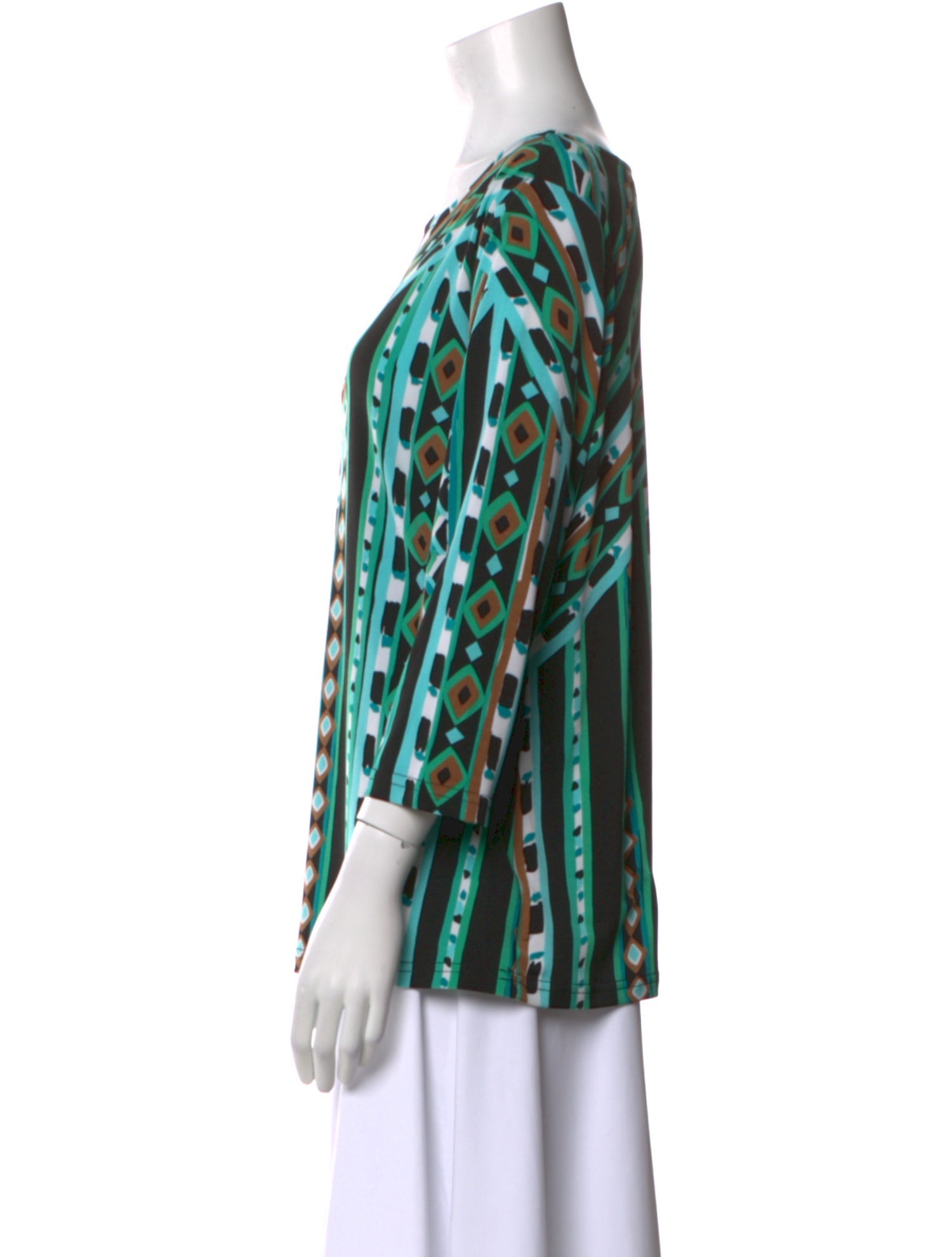 Bob Mackie Printed Scoop Neck Blouse