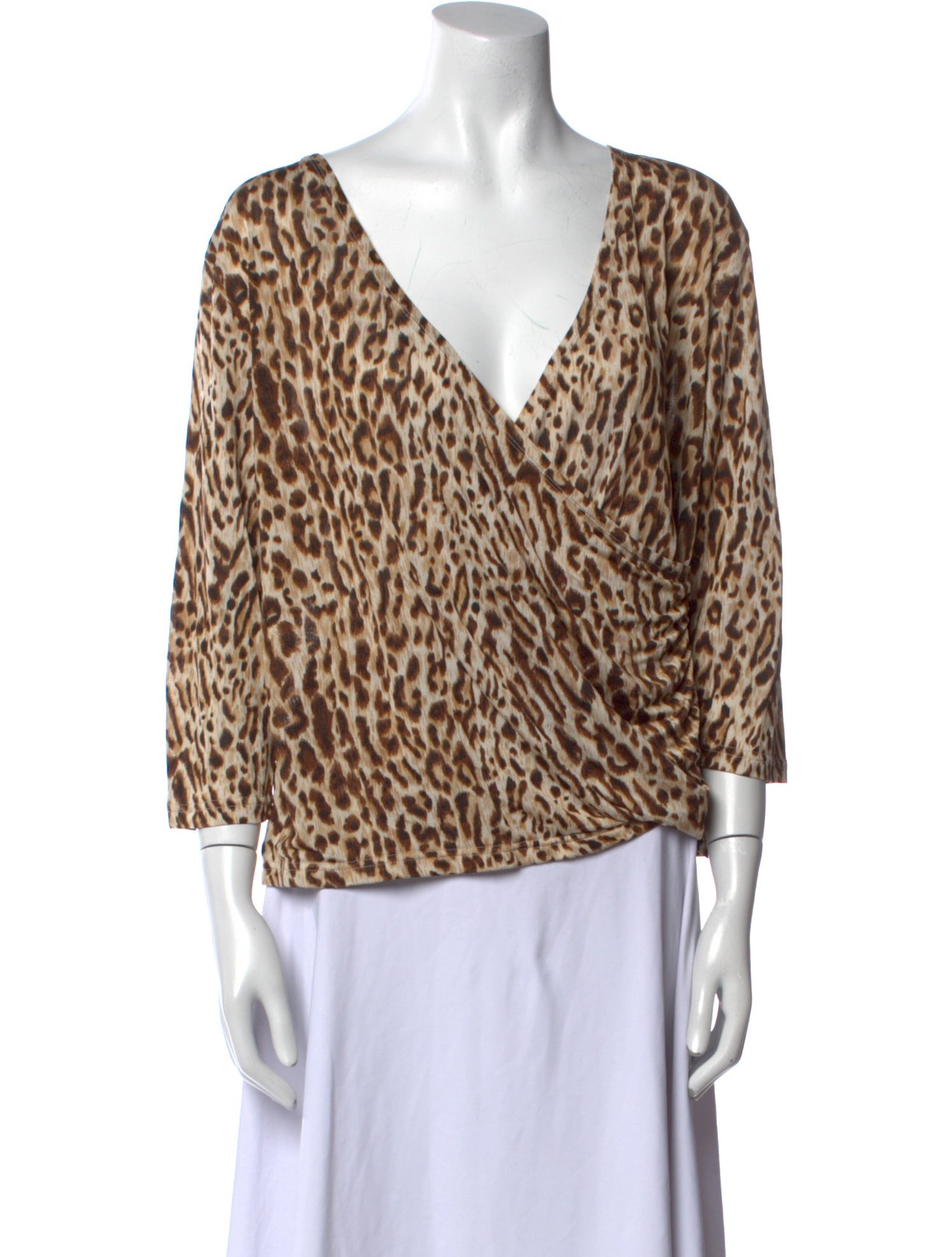 Bob Mackie Animal Print V-Neck Blouse
