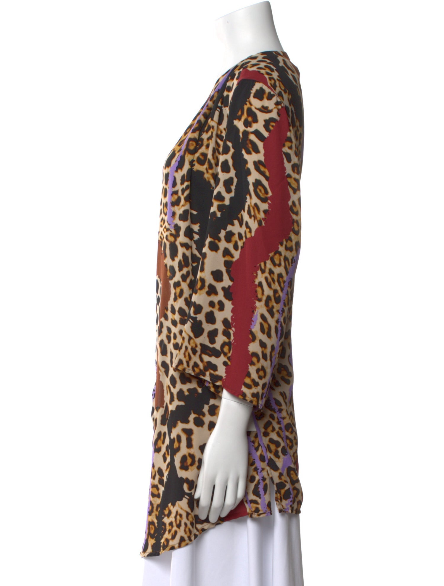 Bob Mackie Animal Print V-Neck Sweater