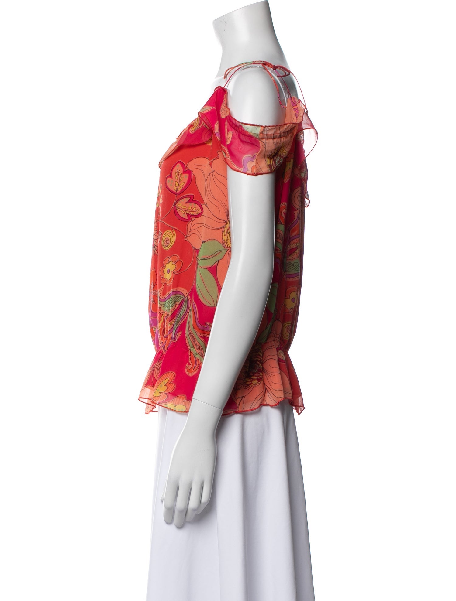 Bob Mackie Silk Floral Print Blouse