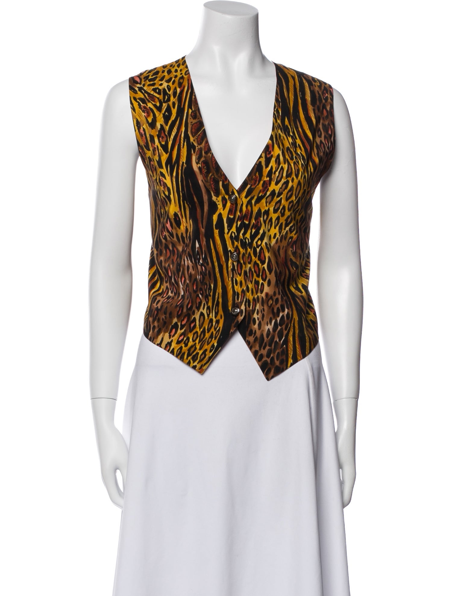 Bob Mackie Silk Animal Print Crop Top