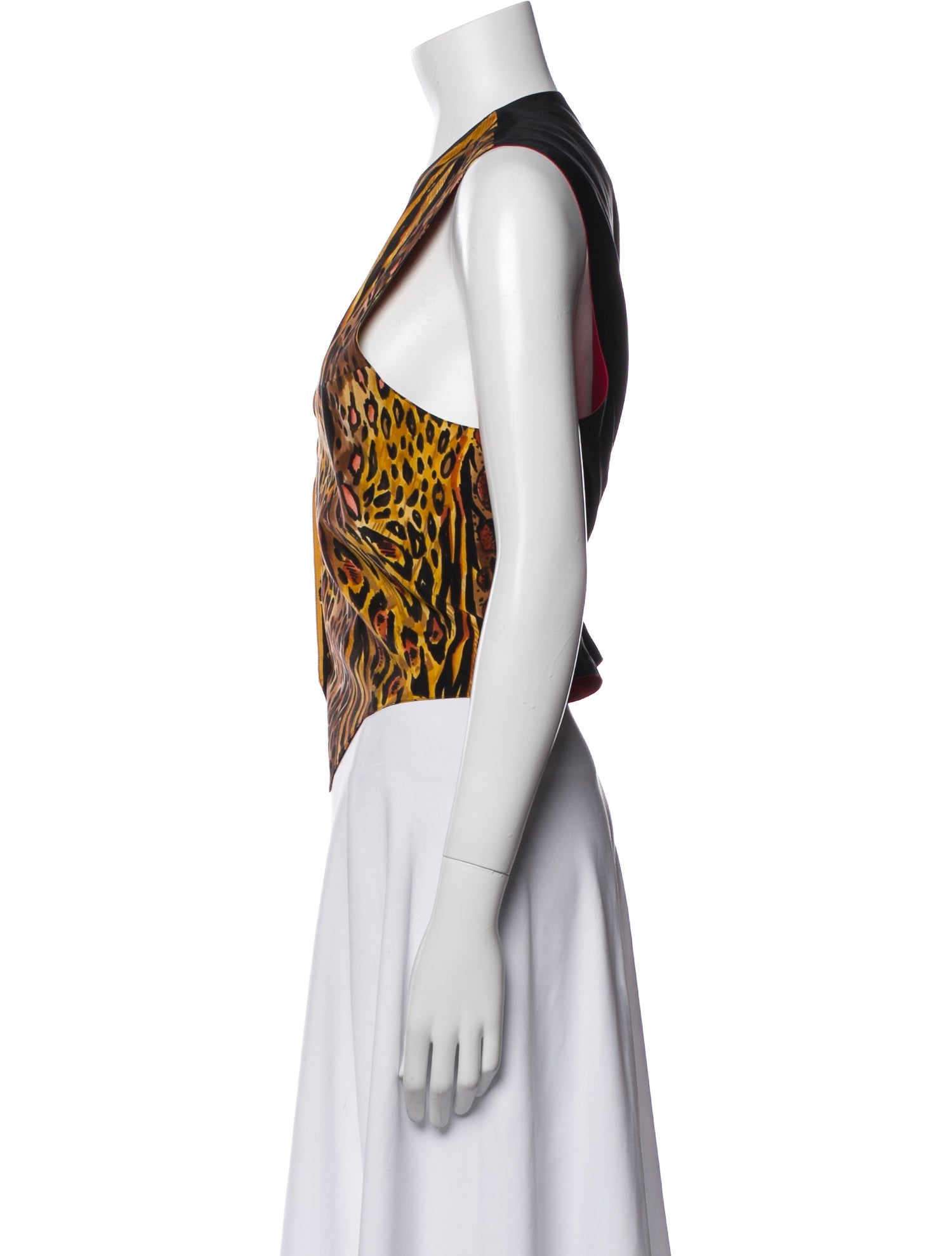Bob Mackie Silk Animal Print Crop Top