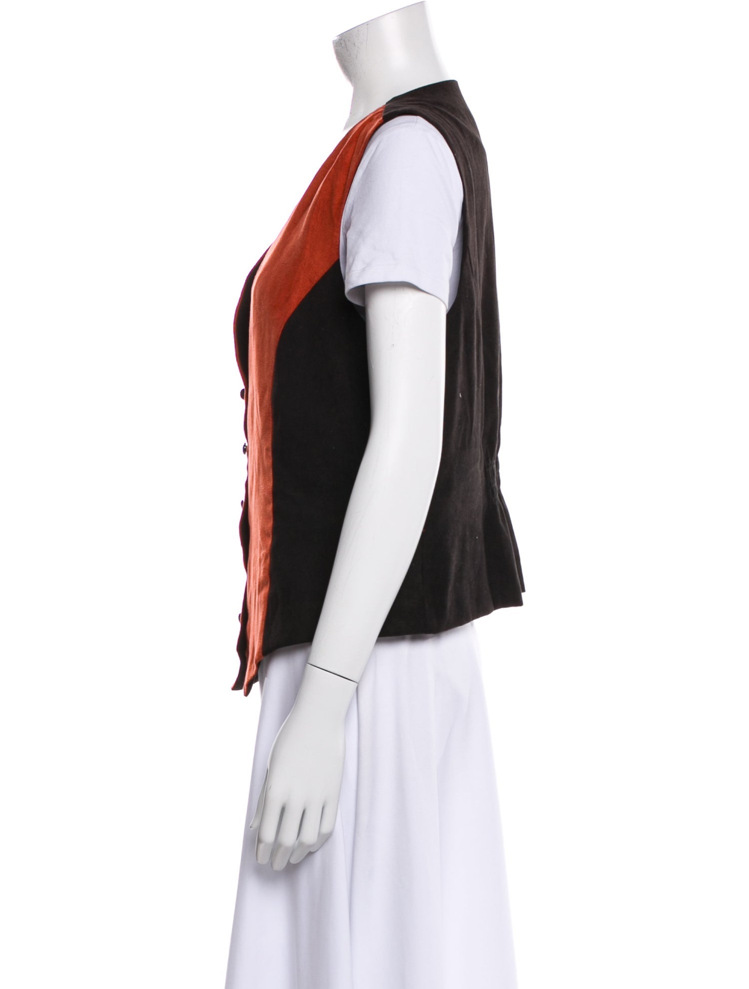 Bob Mackie Faux Leather Colorblock Pattern Vest