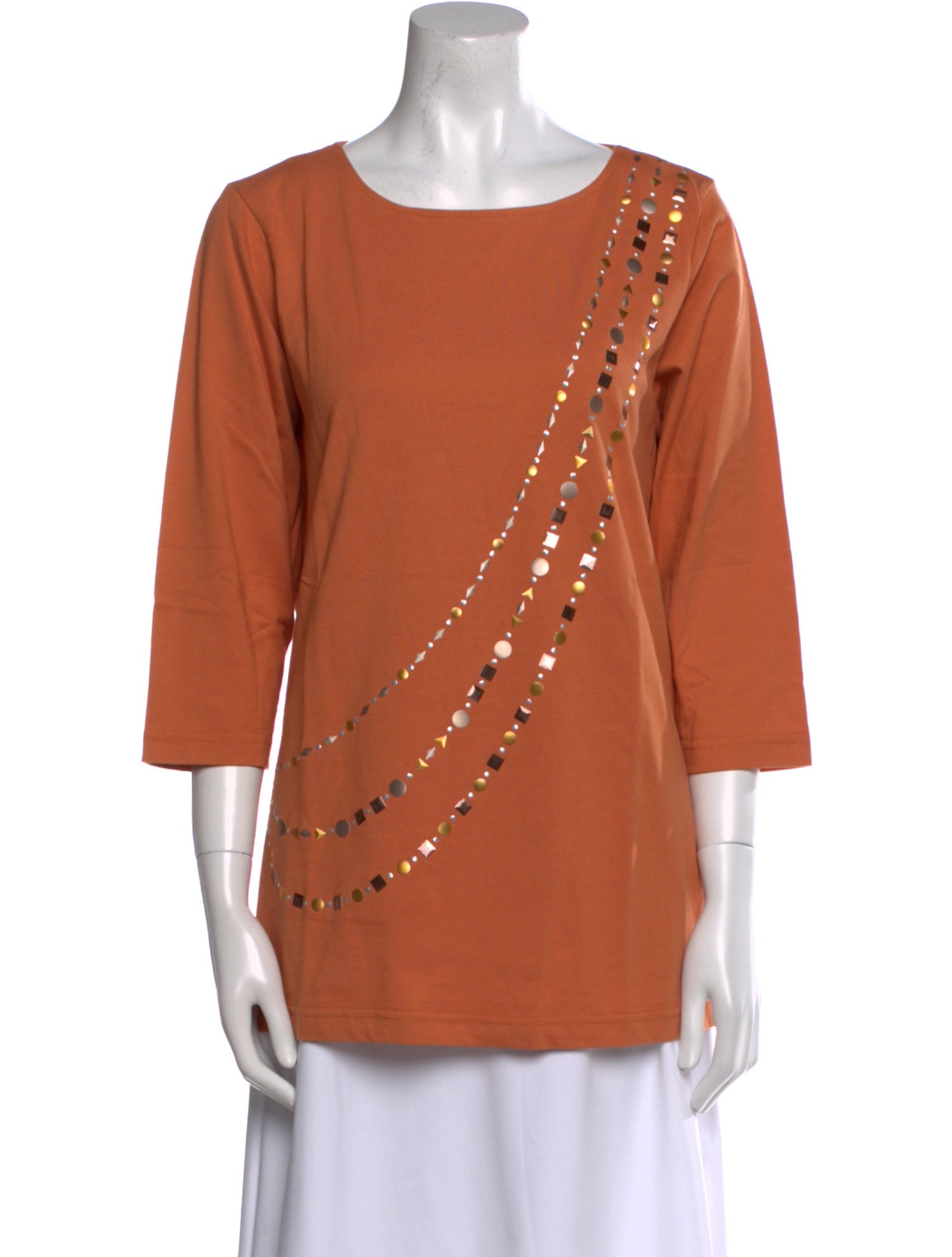 Bob Mackie Bateau Neckline Three-Quarter Sleeve Tunic