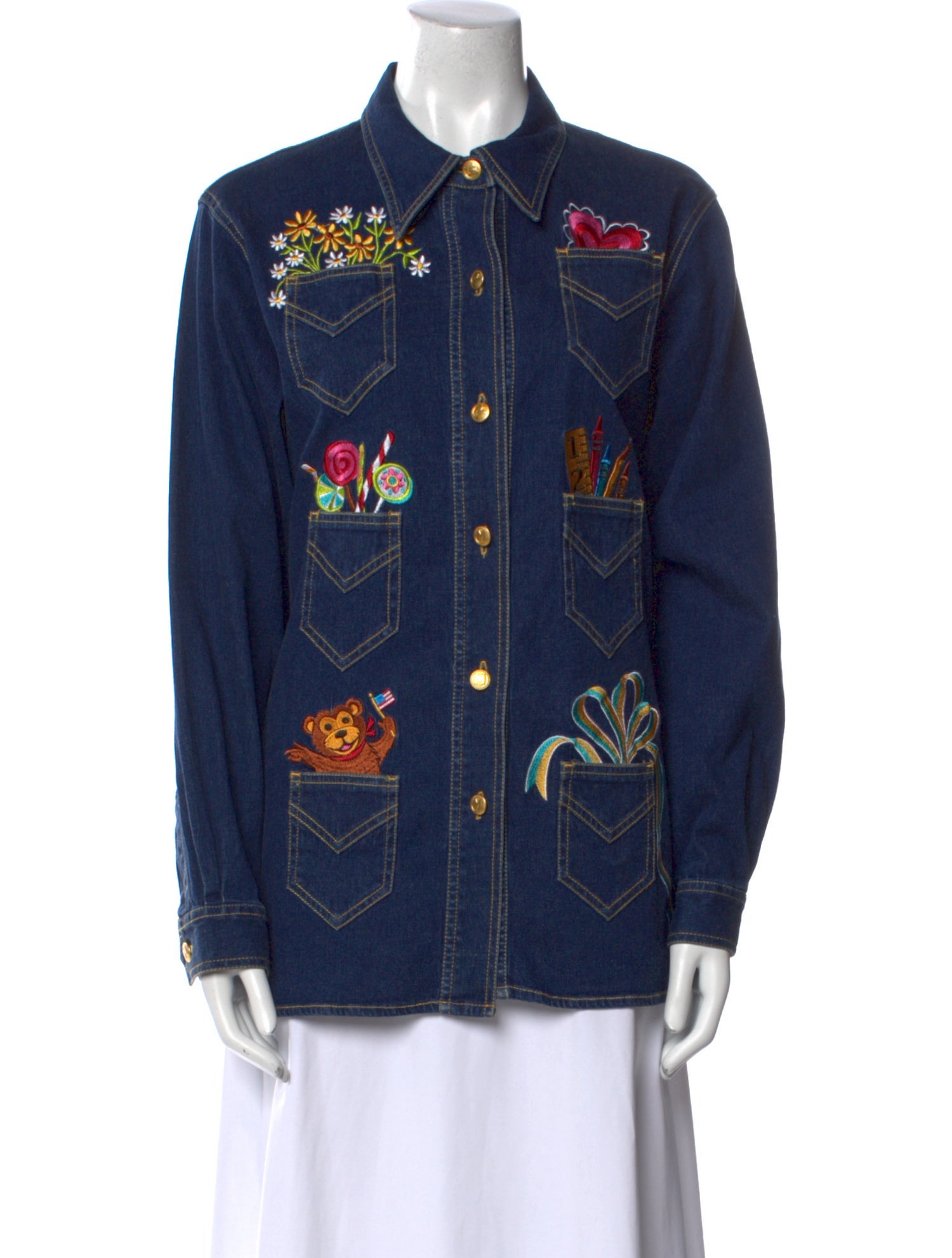 Bob Mackie Printed Long Sleeve Button-Up Top