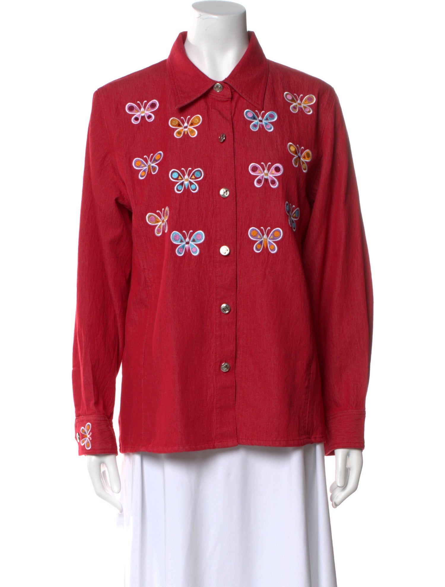 Bob Mackie Printed Long Sleeve Button-Up Top