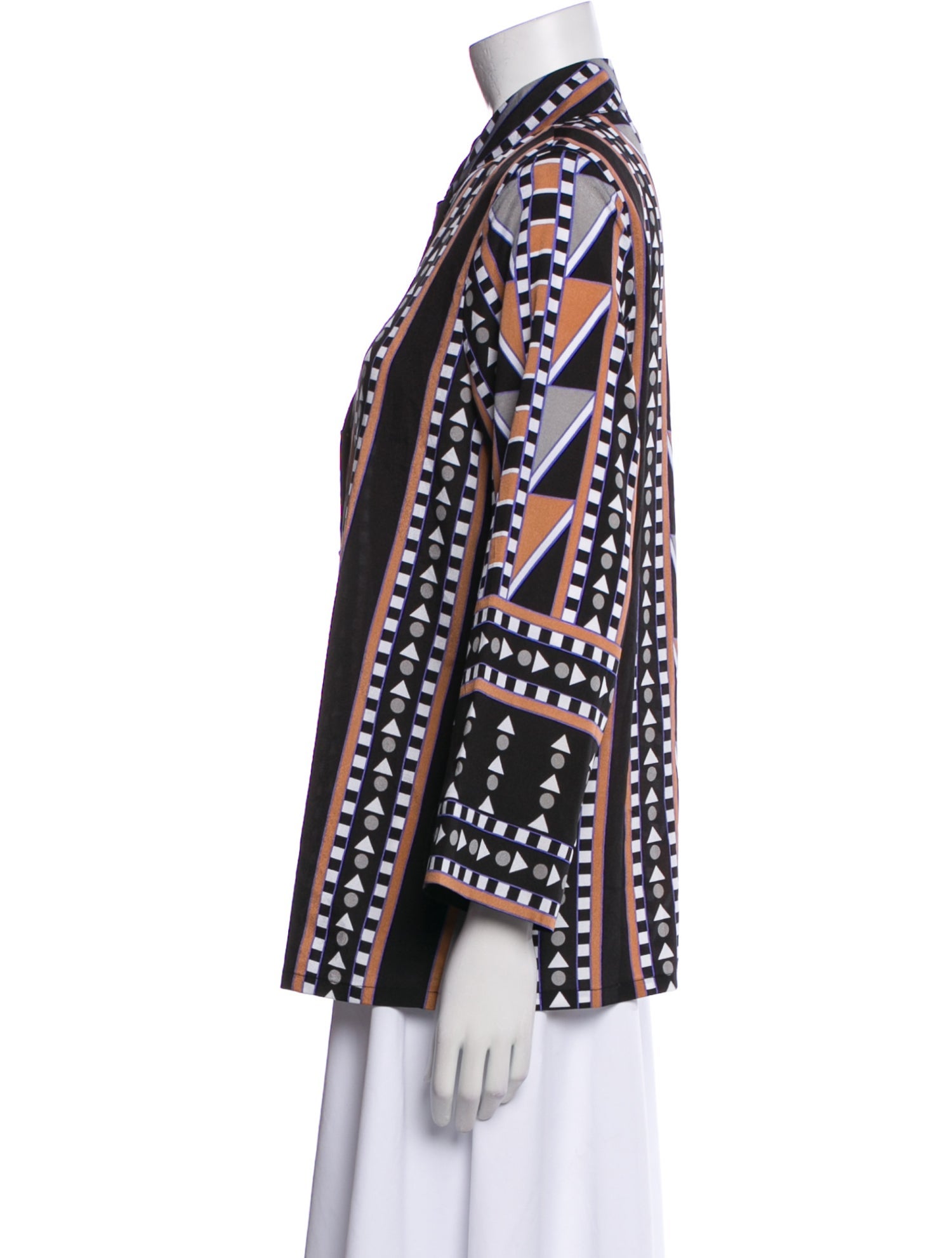 Bob Mackie Printed Mock Neck Button-Up Top