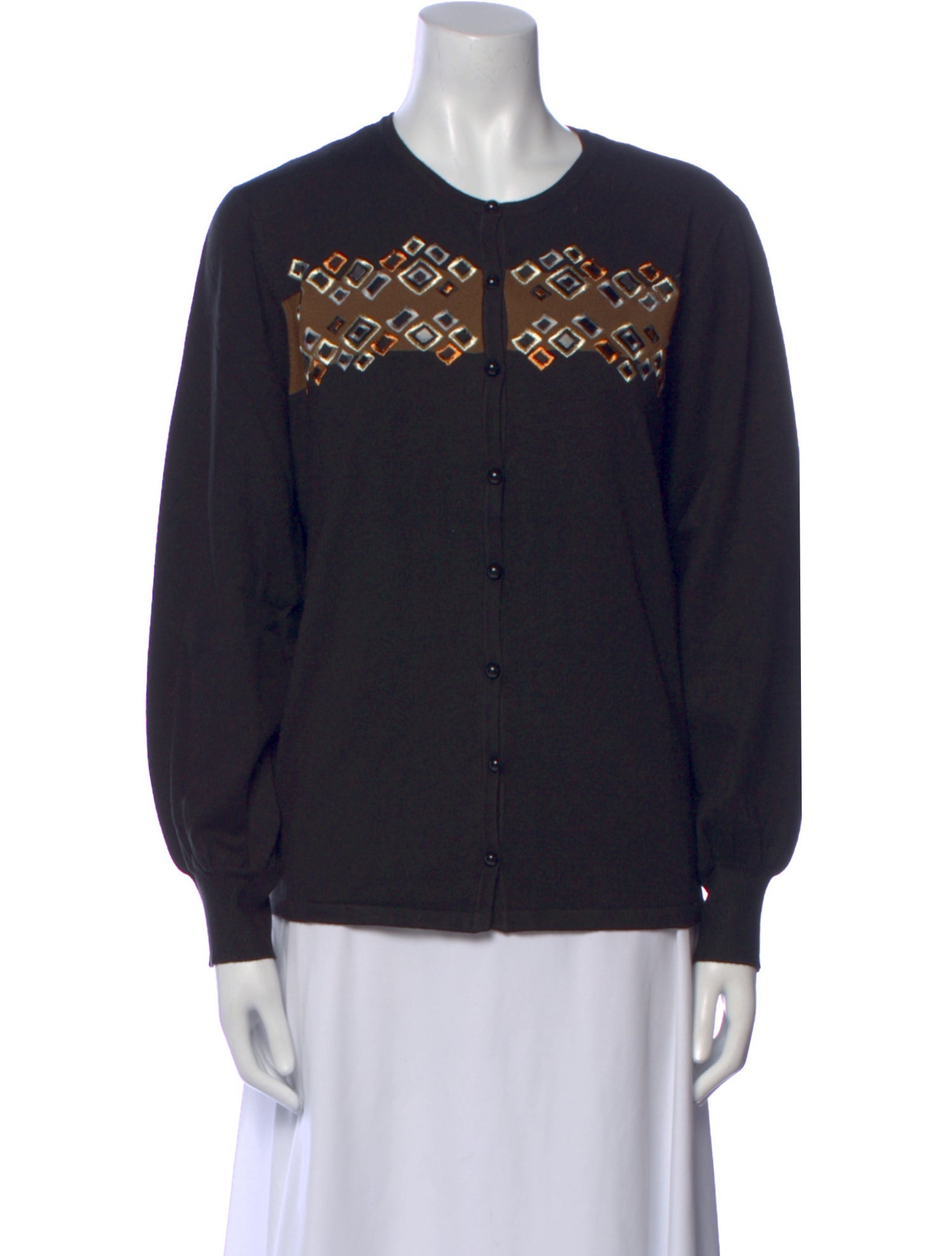 Bob Mackie Graphic Print Crew Neck Sweater