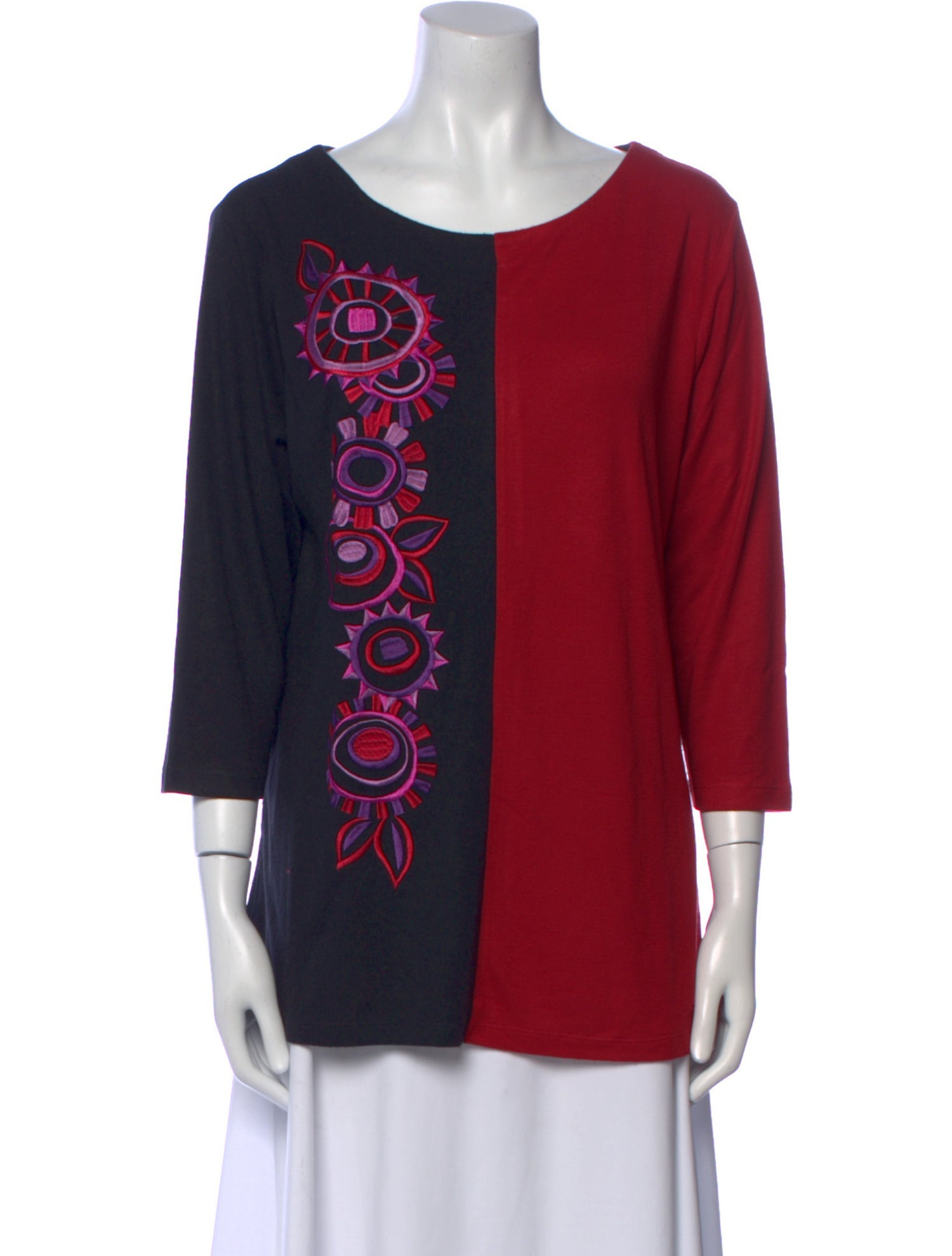 Bob Mackie Scoop Neck Three-Quarter Sleeve Tunic