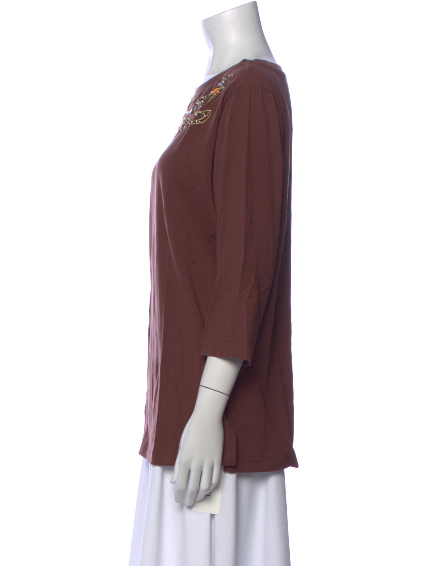 Bob Mackie Scoop Neck Three-Quarter Sleeve T-Shirt