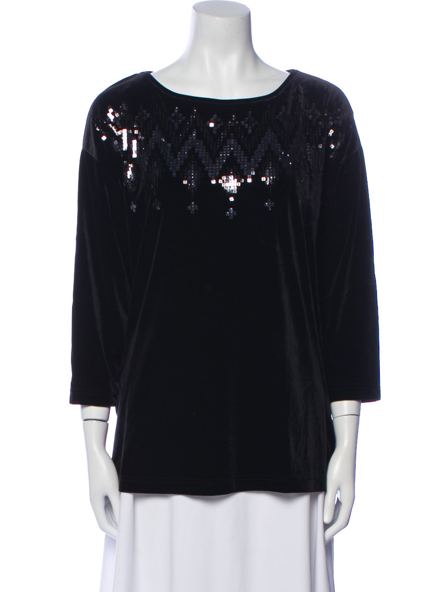 Bob Mackie Bateau Neckline Three-Quarter Sleeve Top