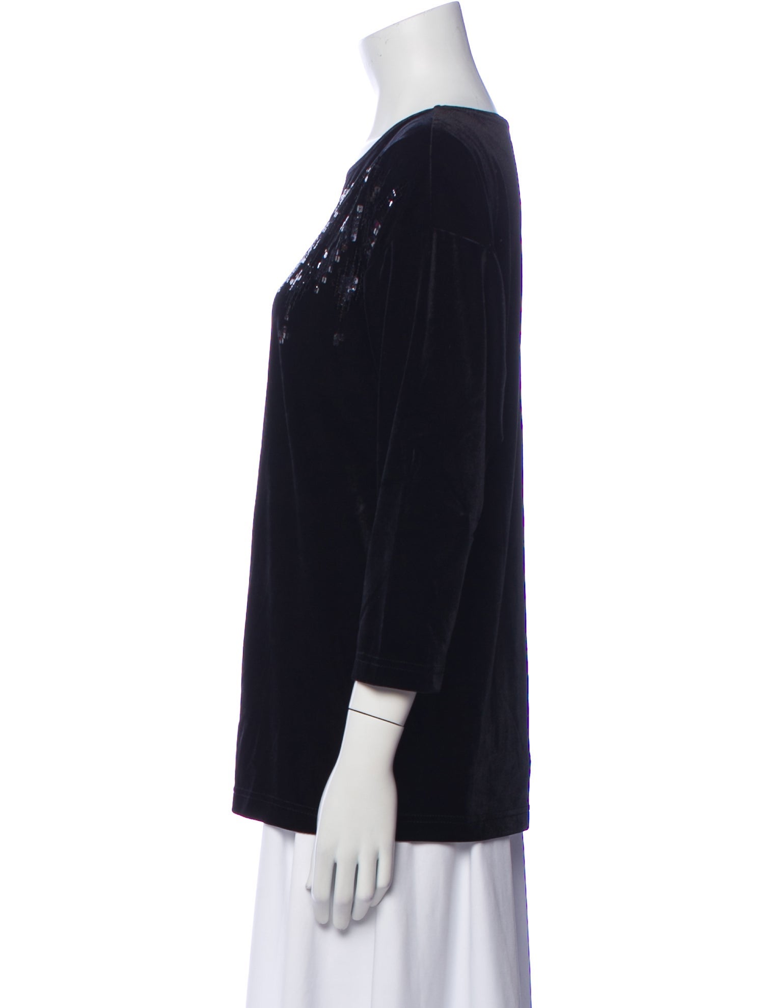 Bob Mackie Bateau Neckline Three-Quarter Sleeve Top