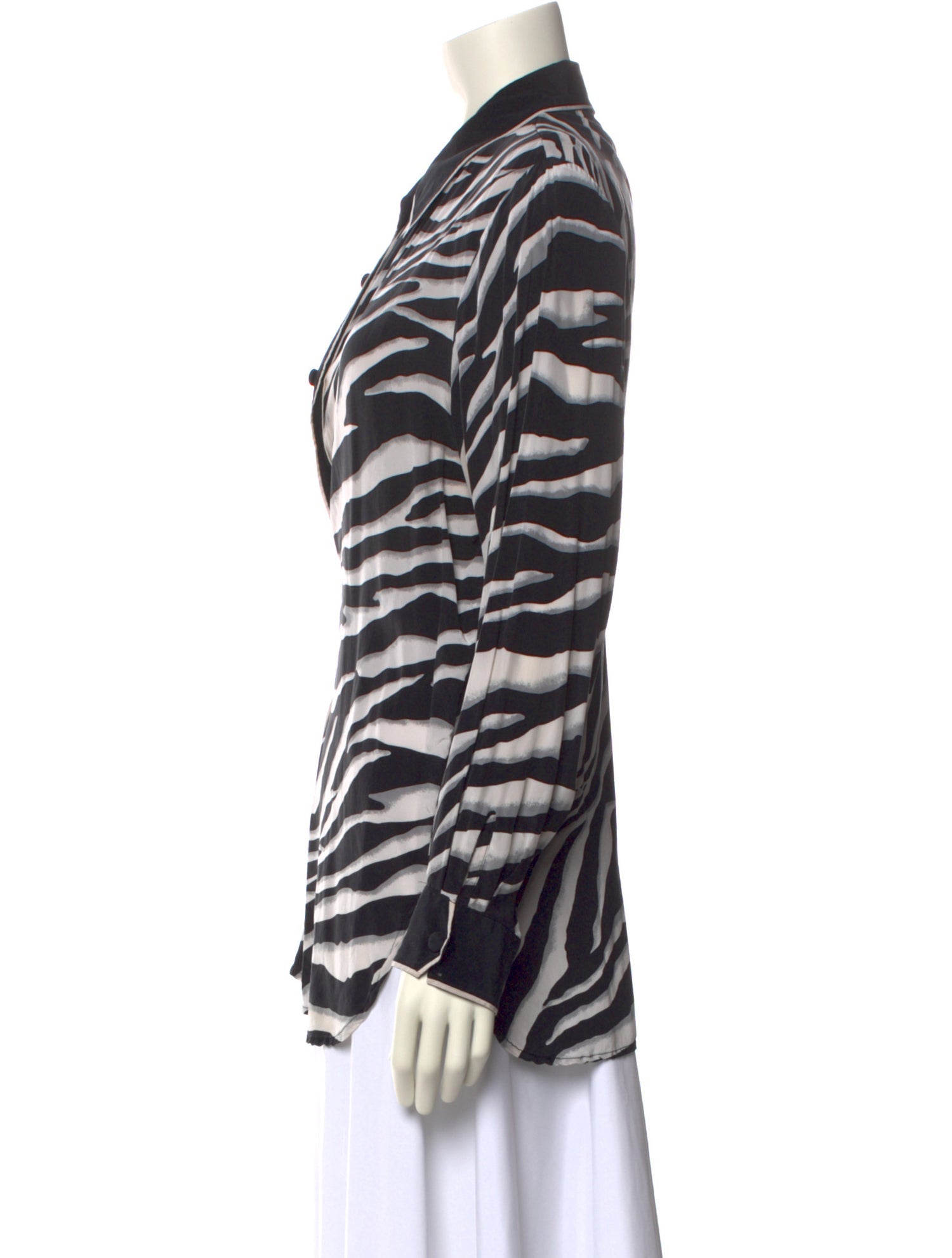 Bob Mackie Silk Animal Print Button-Up Top