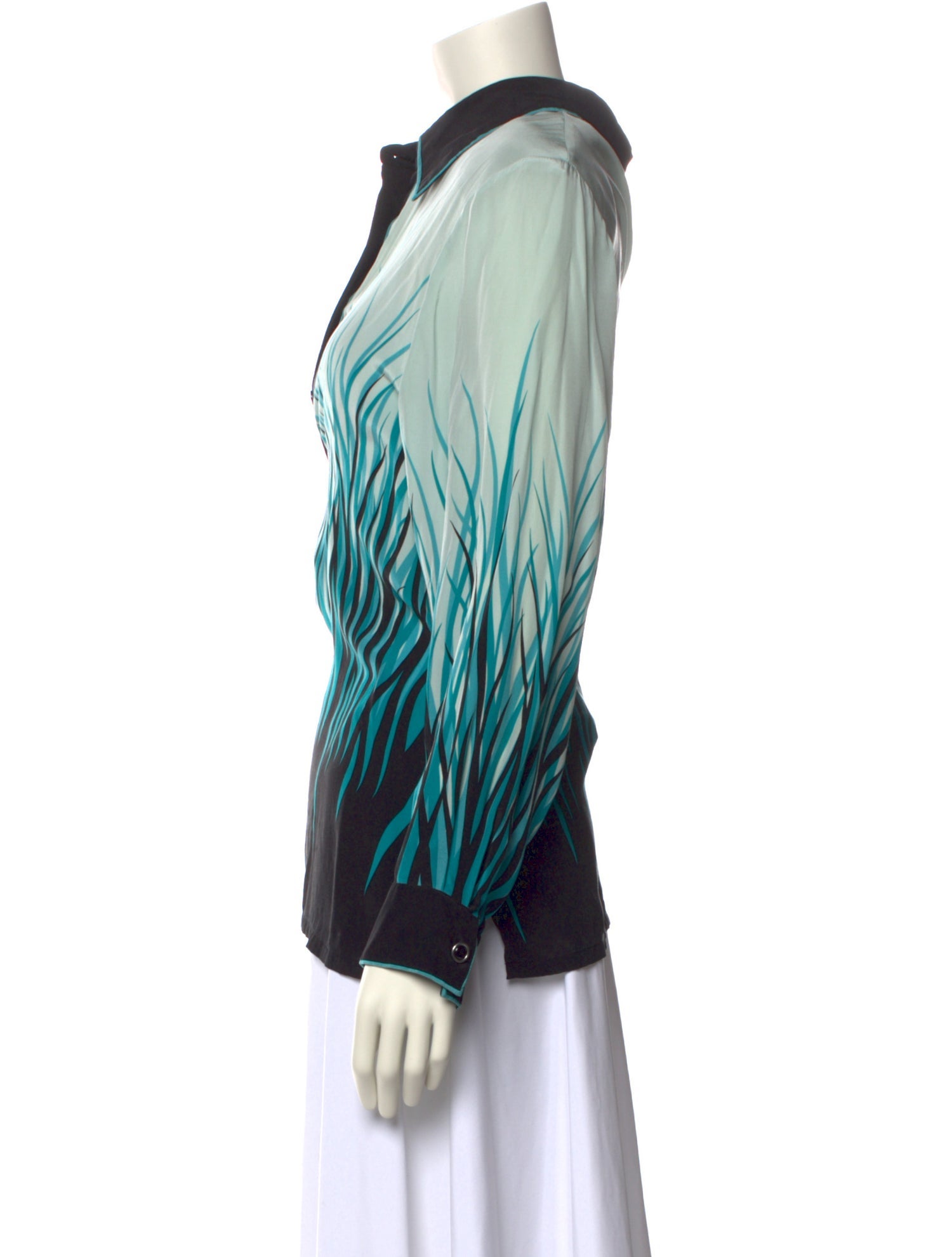 Bob Mackie Silk Printed Button-Up Top