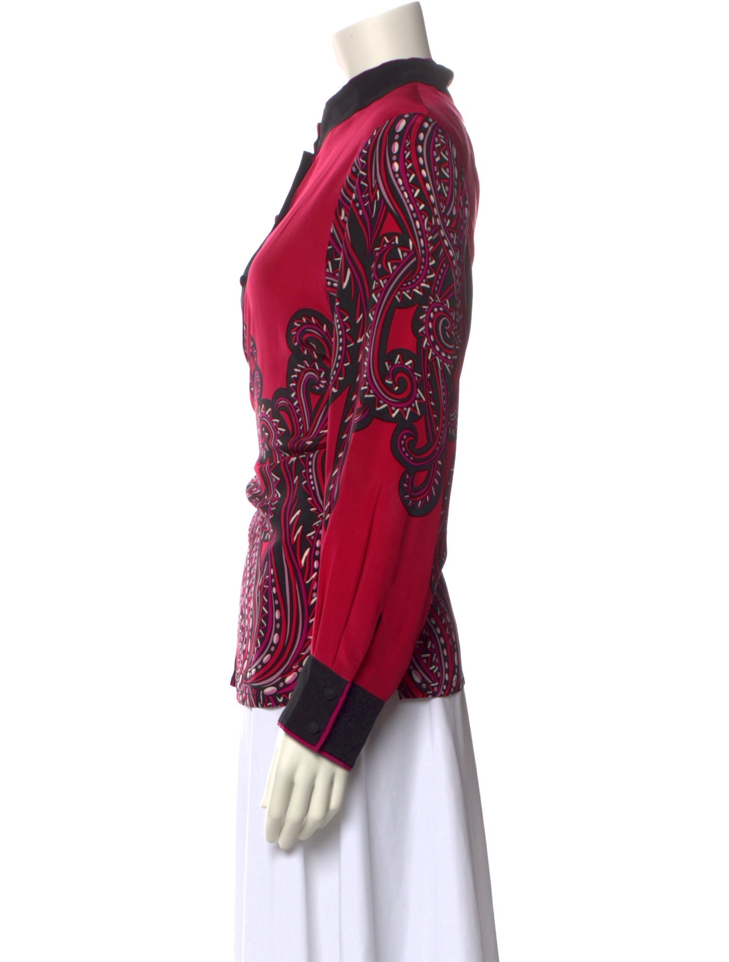 Bob Mackie Silk Printed Button-Up Top