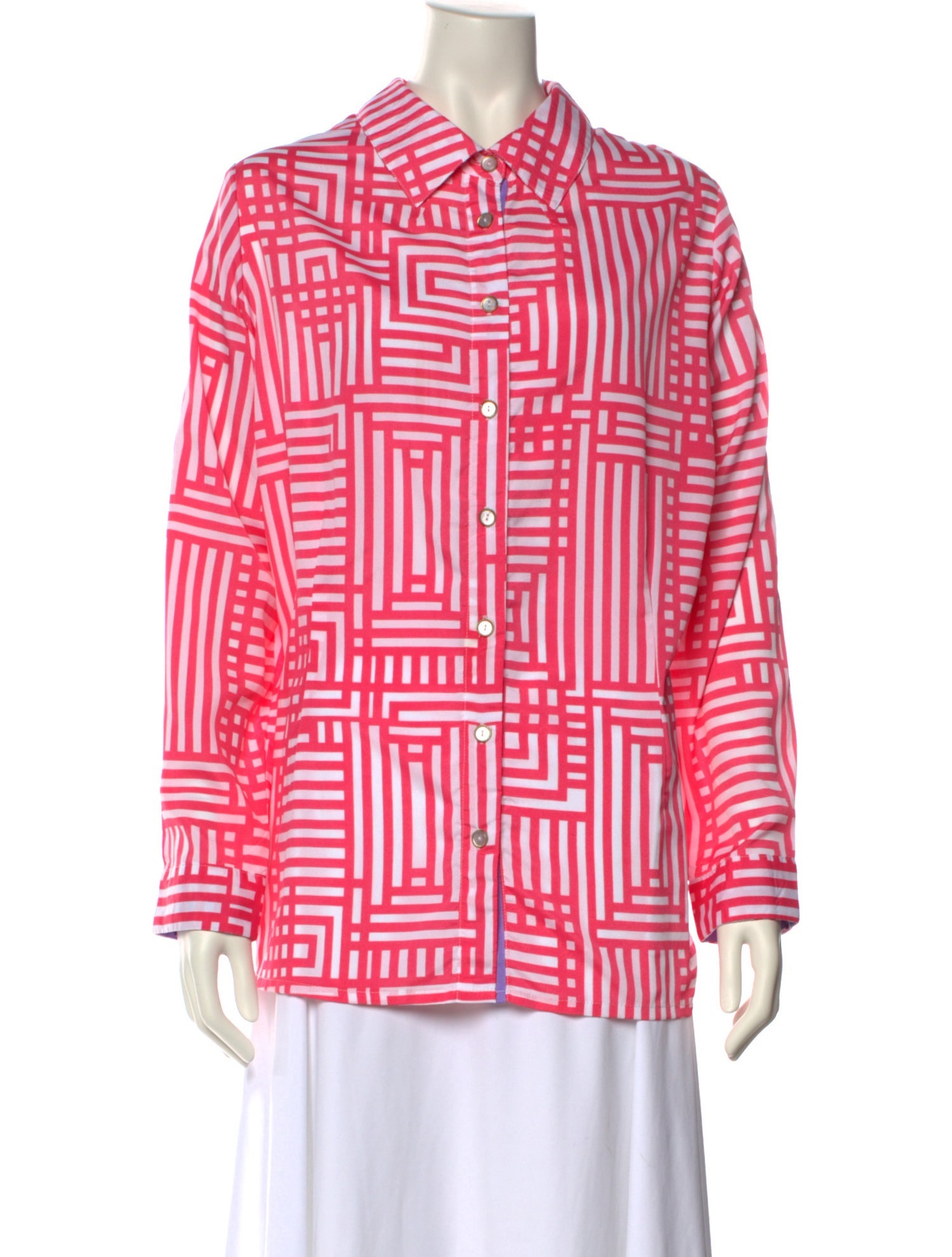 Bob Mackie Printed Long Sleeve Button-Up Top
