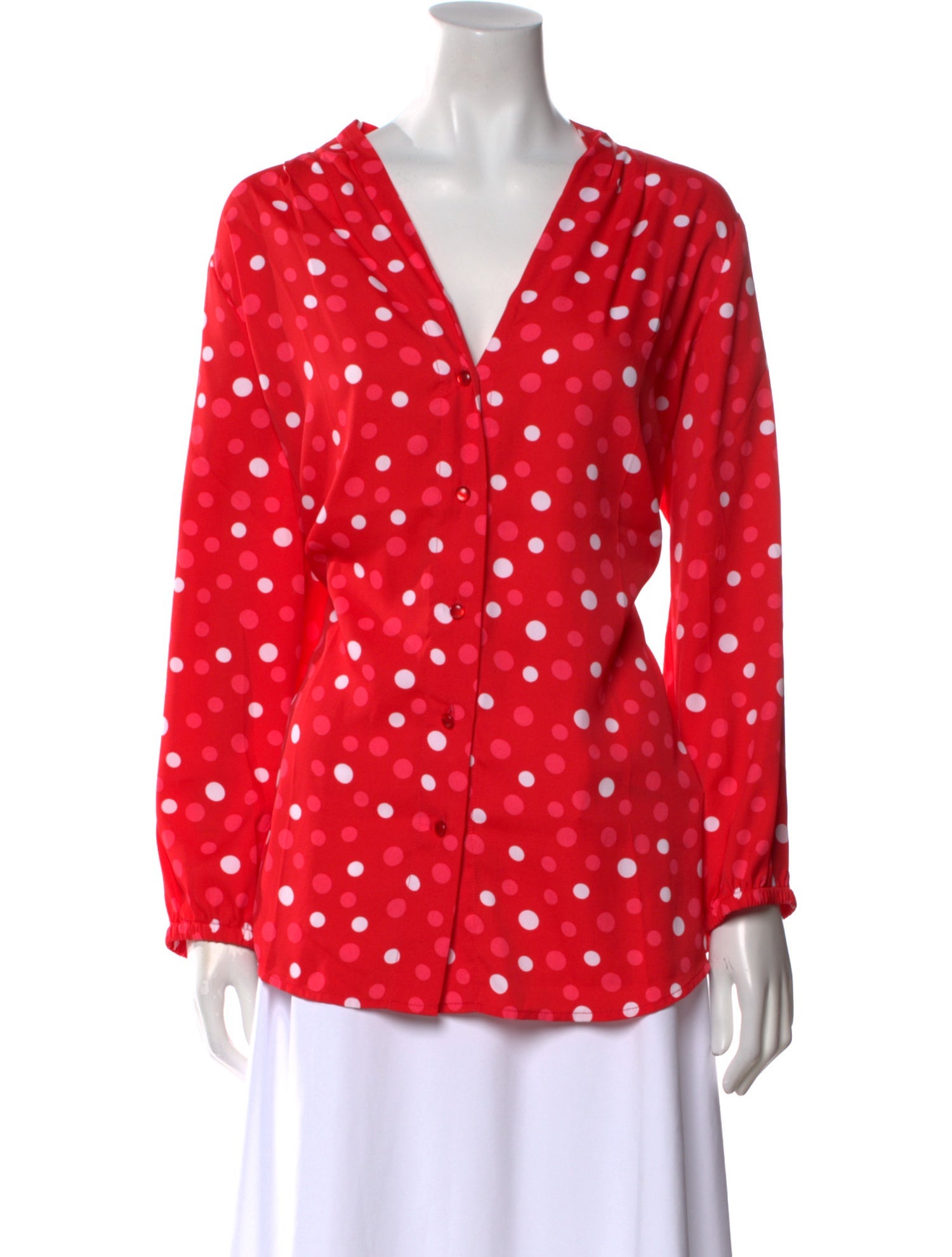 Bob Mackie Polka Dot Print V-Neck Blouse
