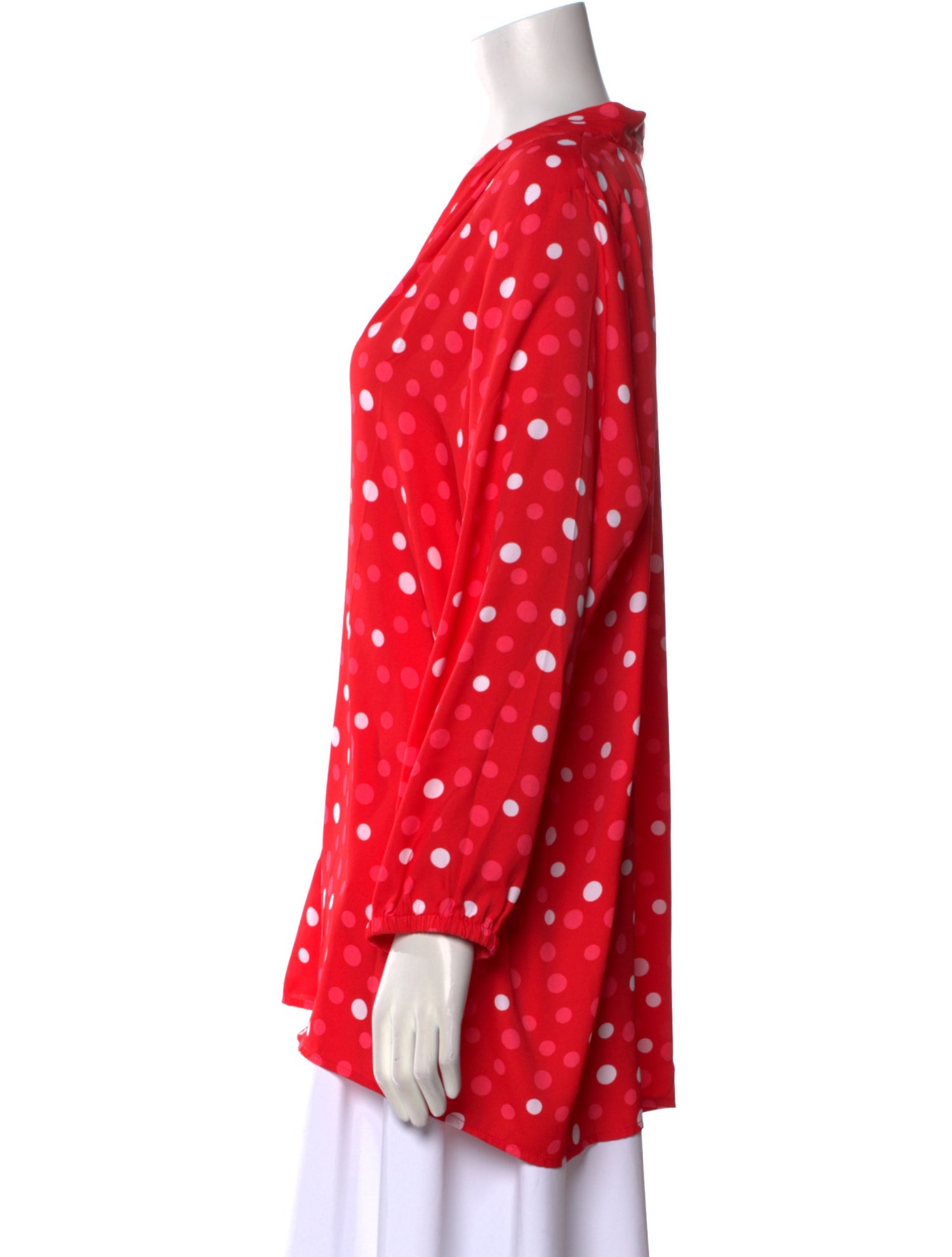 Bob Mackie Polka Dot Print V-Neck Blouse