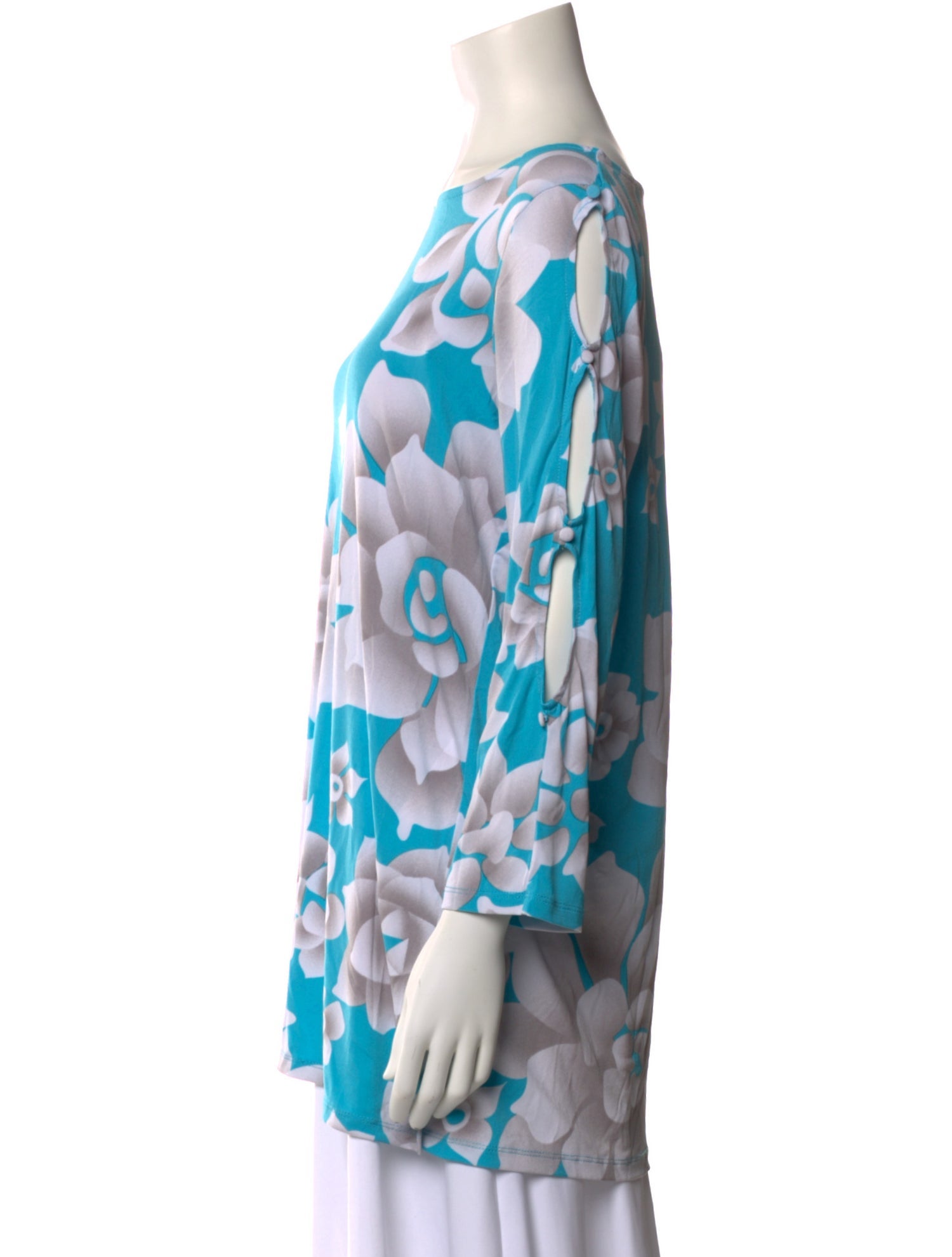 Bob Mackie Floral Print Bateau Neckline Tunic