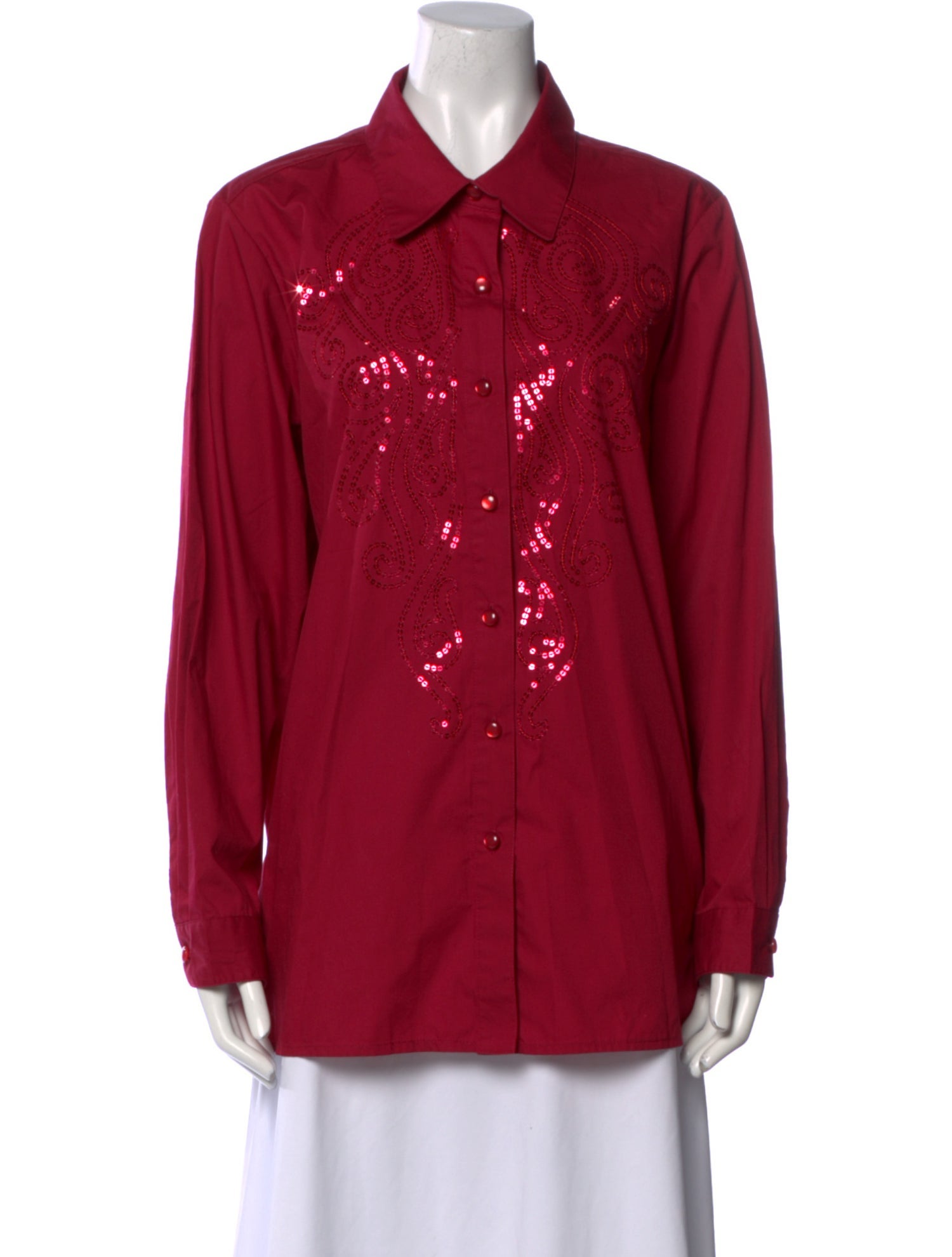 Bob Mackie Long Sleeve Button-Up Top