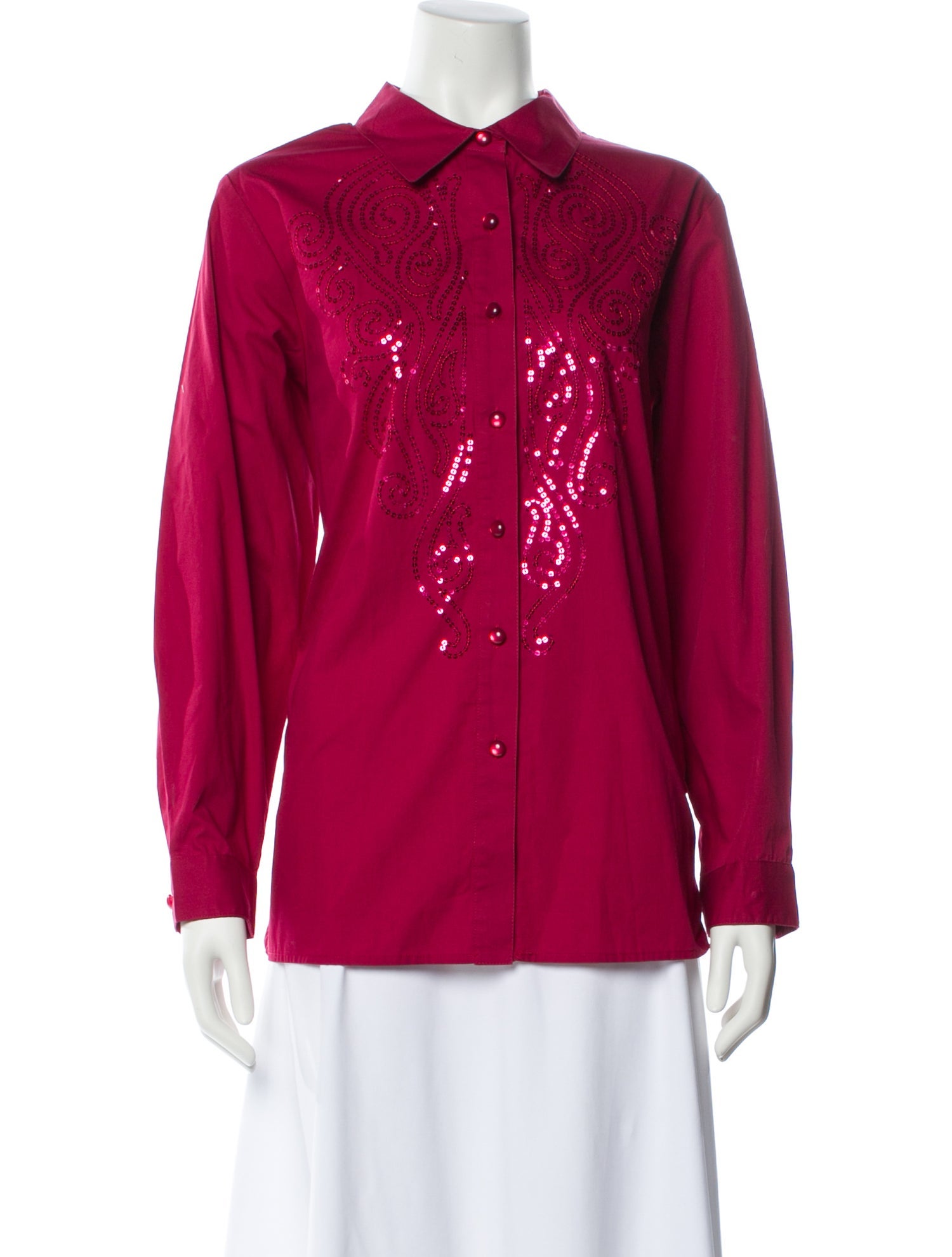 Bob Mackie Long Sleeve Button-Up Top