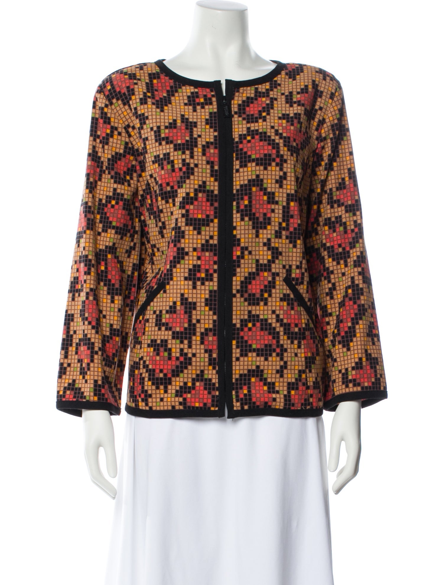 Bob Mackie Printed Bateau Neckline Blouse
