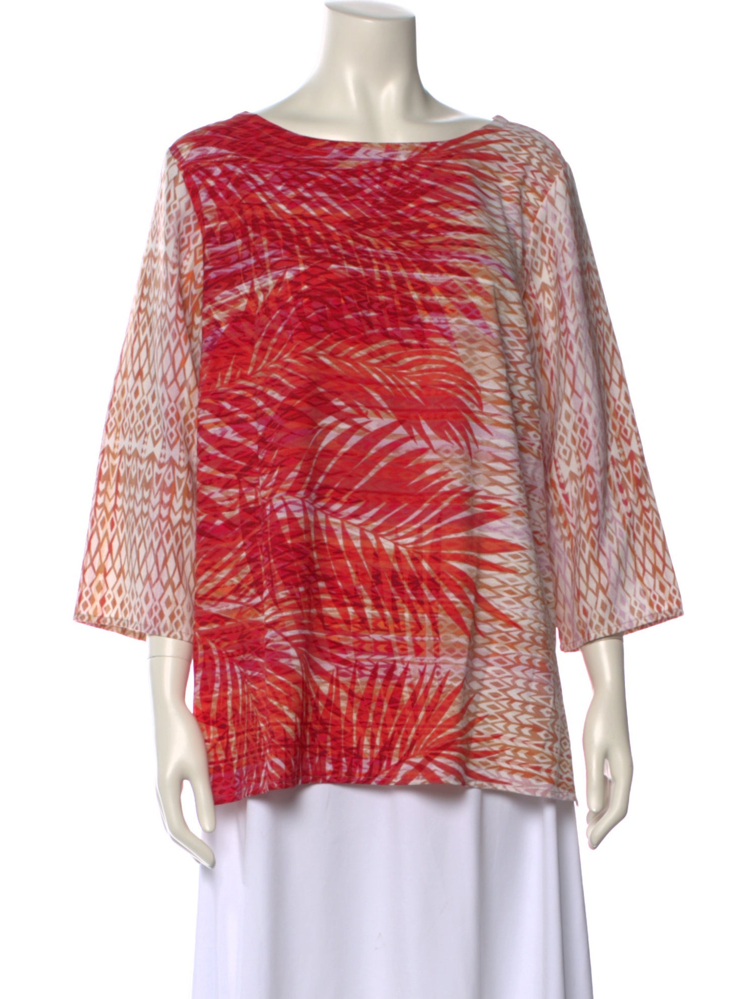 Bob Mackie Printed Bateau Neckline Blouse