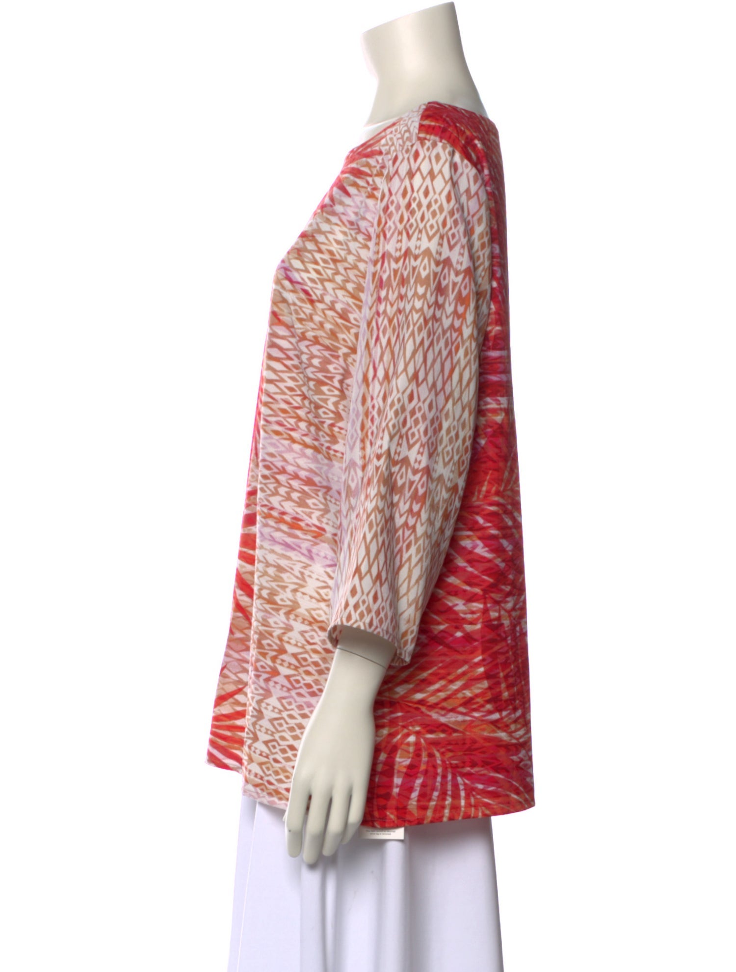 Bob Mackie Printed Bateau Neckline Blouse